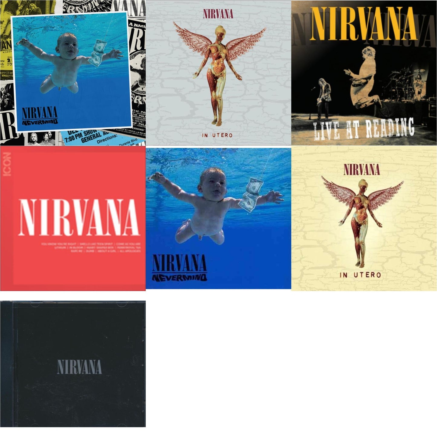 This is a 7 CD SKU bundle.
1.This CD is brand new.Format: CDMusic Style: GrungeThis item's title is: Nevermind (30Th Anniversary/Deluxe/2CD)Artist: NirvanaLabel: GEFFENBarcode: 602438625314Release Date: 11/12/2021
2.This CD is brand new.
