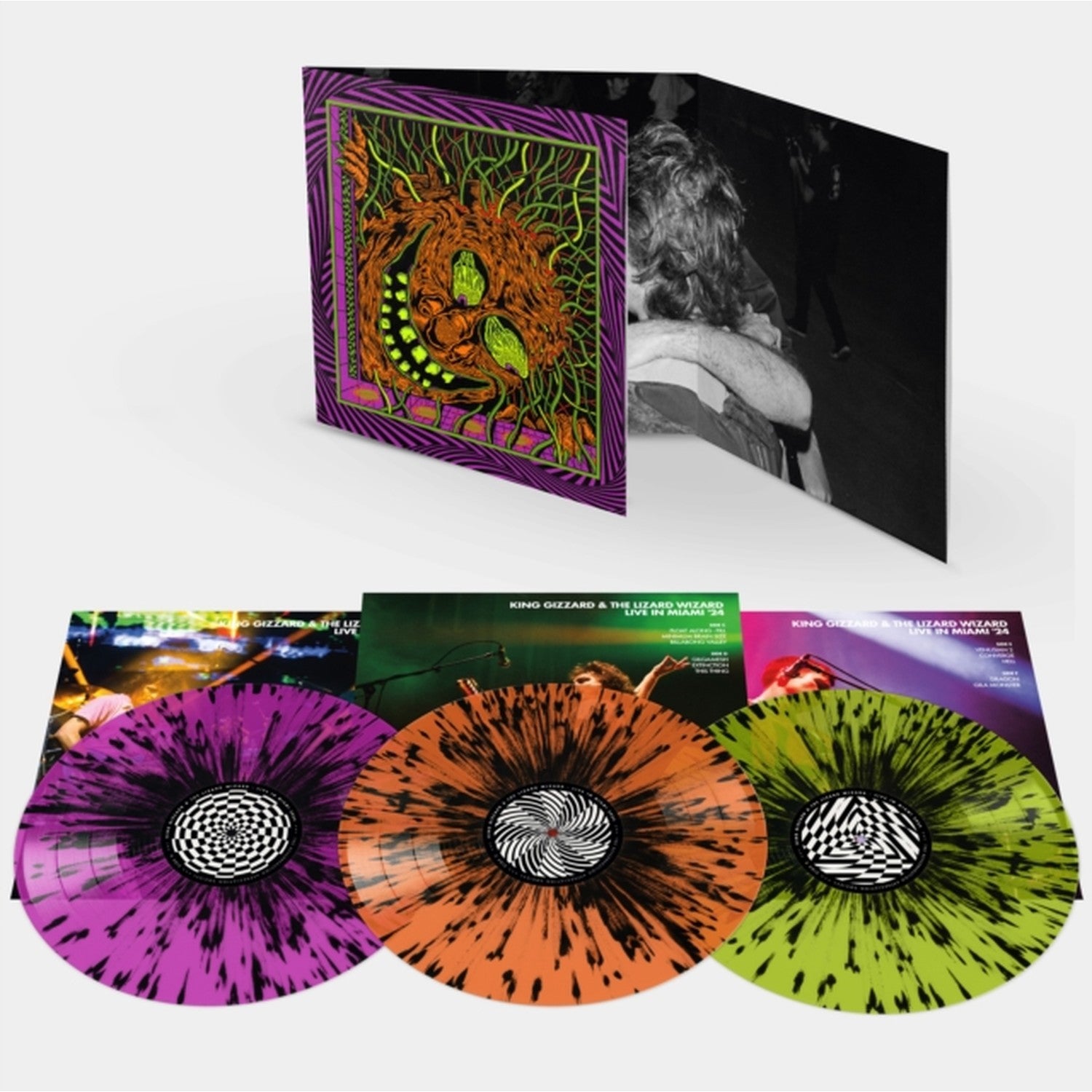 King Gizzard - Live In Miami '24 (Splatter Vinyl/3LP) & King Gizzard - Live In Las Vegas 24 (Splatter LP Vinyl) & Live In San Francisco '16 (Deluxe/2LP/Fog/Sunburst Vinyl) & Live Around The Globe: Part V (Colored LP Vinyl)