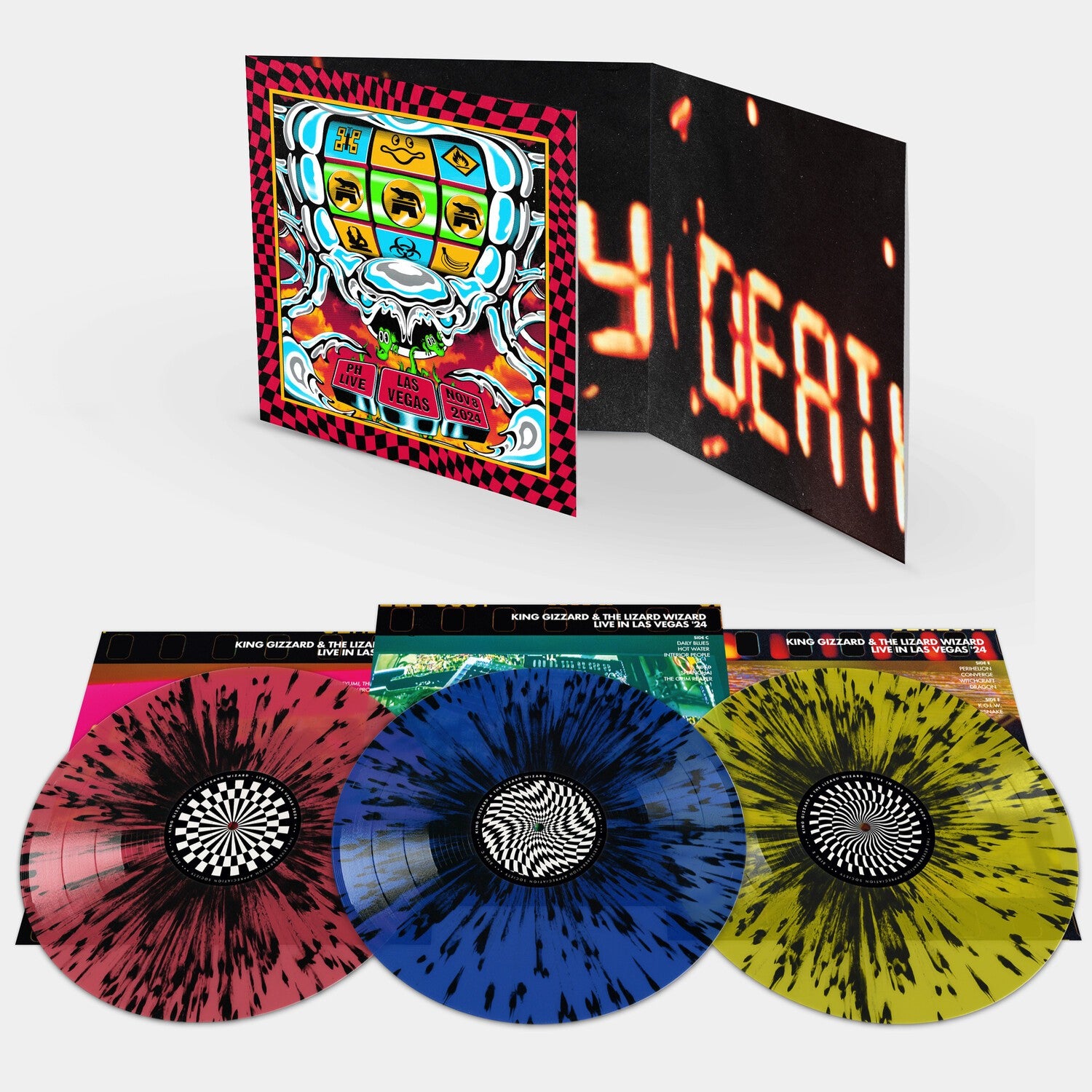 King Gizzard - Live In Miami '24 (Splatter Vinyl/3LP) & King Gizzard - Live In Las Vegas 24 (Splatter LP Vinyl) & Live In San Francisco '16 (Deluxe/2LP/Fog/Sunburst Vinyl) & Live Around The Globe: Part V (Colored LP Vinyl)