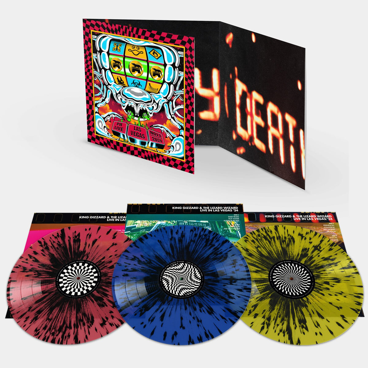 King Gizzard - Live In Las Vegas 24 (Splatter LP Vinyl) & Live In Adelaide '19 (Fuzz Club Official Bootleg) & Live In San Francisco '16 (Deluxe/2LP/Fog/Sunburst Vinyl) & Nonagon Infinity (Alien Warp Drive Edition) (2LP/Coloured Vinyl)