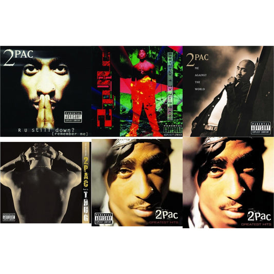 This is a 6 CD SKU bundle.
1.This CD is brand new.Format: CDMusic Style: GangstaThis item's title is: R U Still DownArtist: 2PacLabel: INTERSCOPEBarcode: 012414162823Release Date: 7/18/2011
2.This CD is brand new.