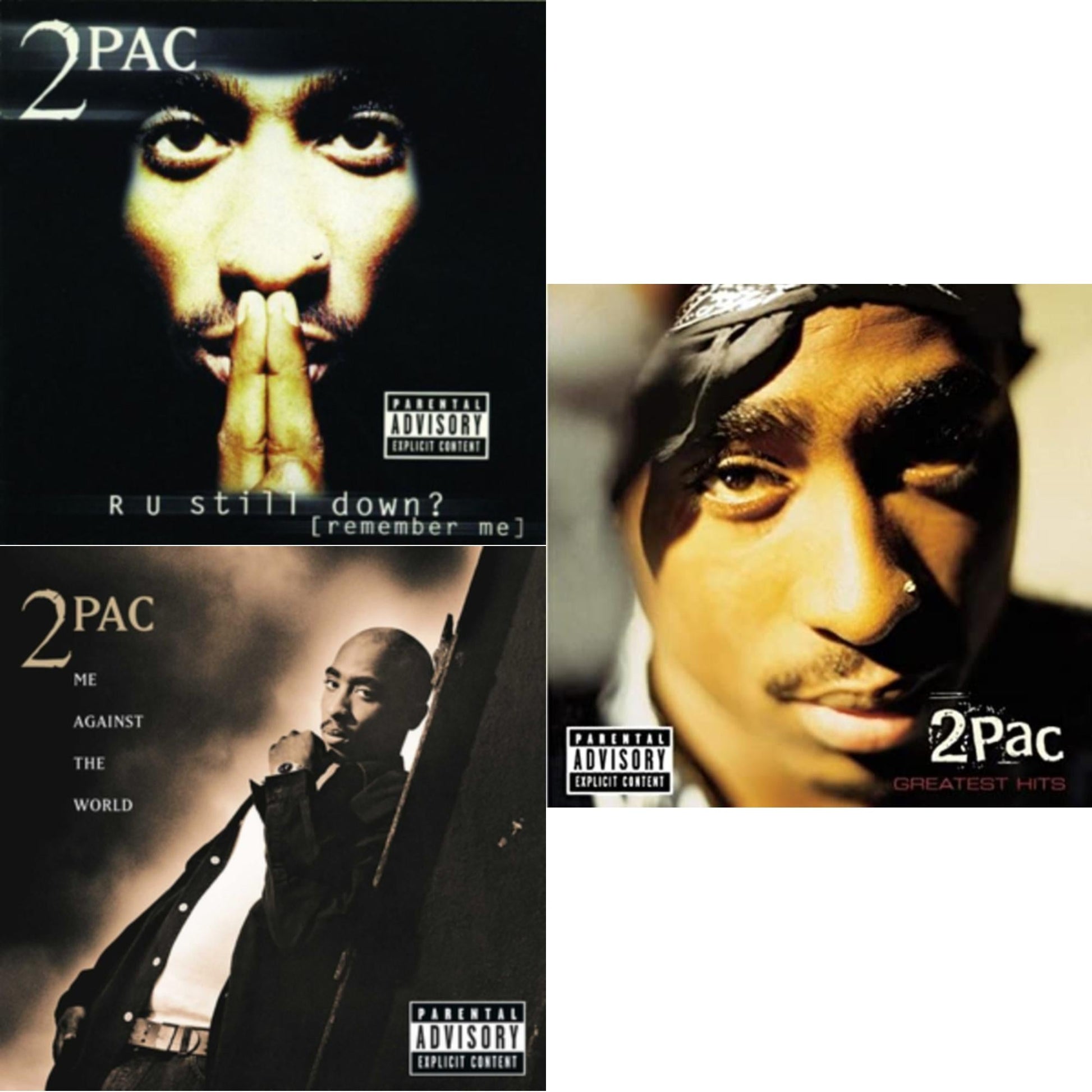 This is a 3 CD SKU bundle.
1.This CD is brand new.Format: CDMusic Style: GangstaThis item's title is: R U Still DownArtist: 2PacLabel: INTERSCOPEBarcode: 012414162823Release Date: 7/18/2011
2.This CD is brand new.