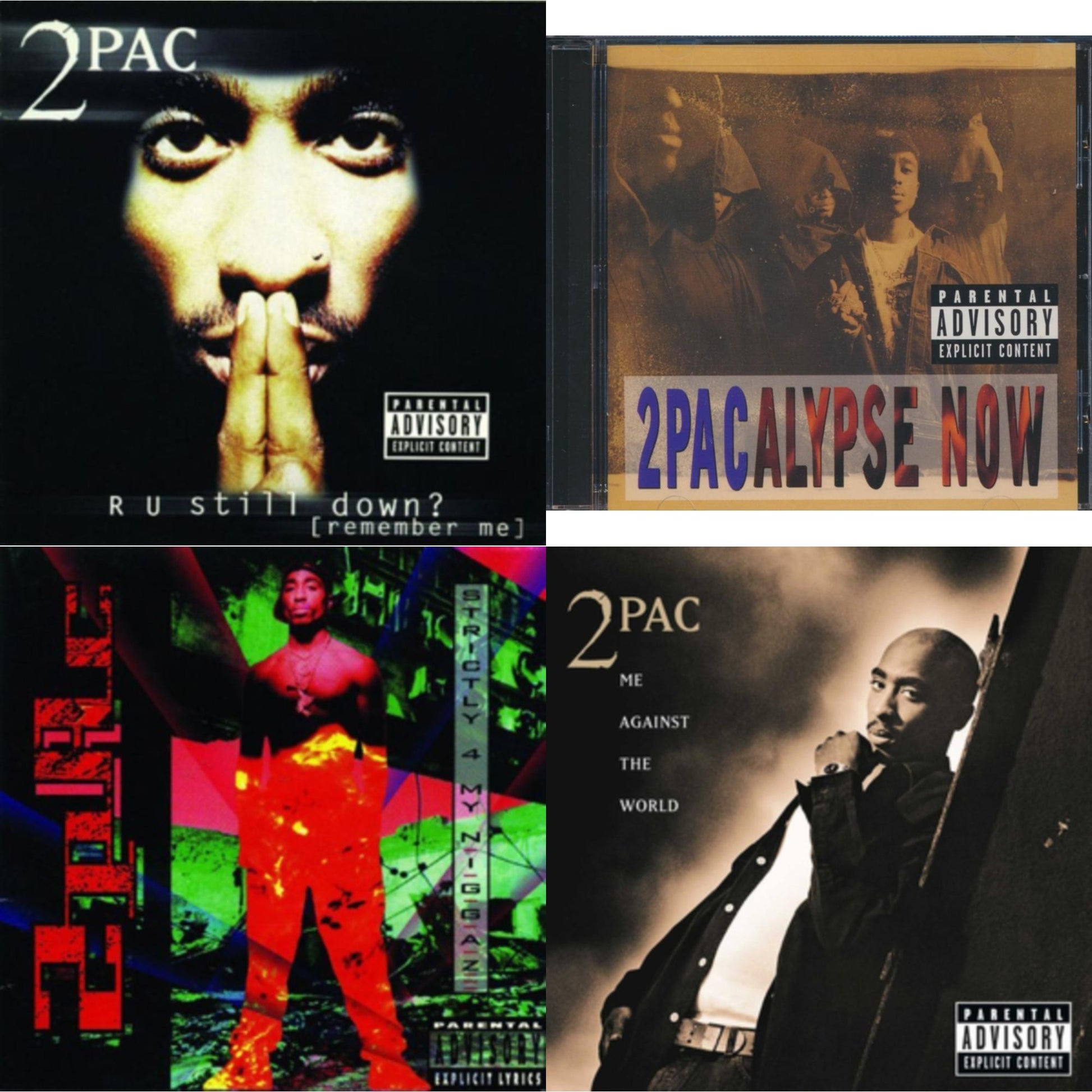 This is a 4 CD SKU bundle.
1.This CD is brand new.Format: CDMusic Style: GangstaThis item's title is: R U Still DownArtist: 2PacLabel: INTERSCOPEBarcode: 012414162823Release Date: 7/18/2011
2.This CD is brand new.