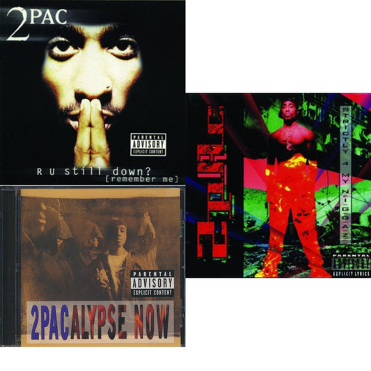 This is a 3 CD SKU bundle.
1.This CD is brand new.Format: CDMusic Style: GangstaThis item's title is: R U Still DownArtist: 2PacLabel: INTERSCOPEBarcode: 012414162823Release Date: 7/18/2011
2.This CD is brand new.