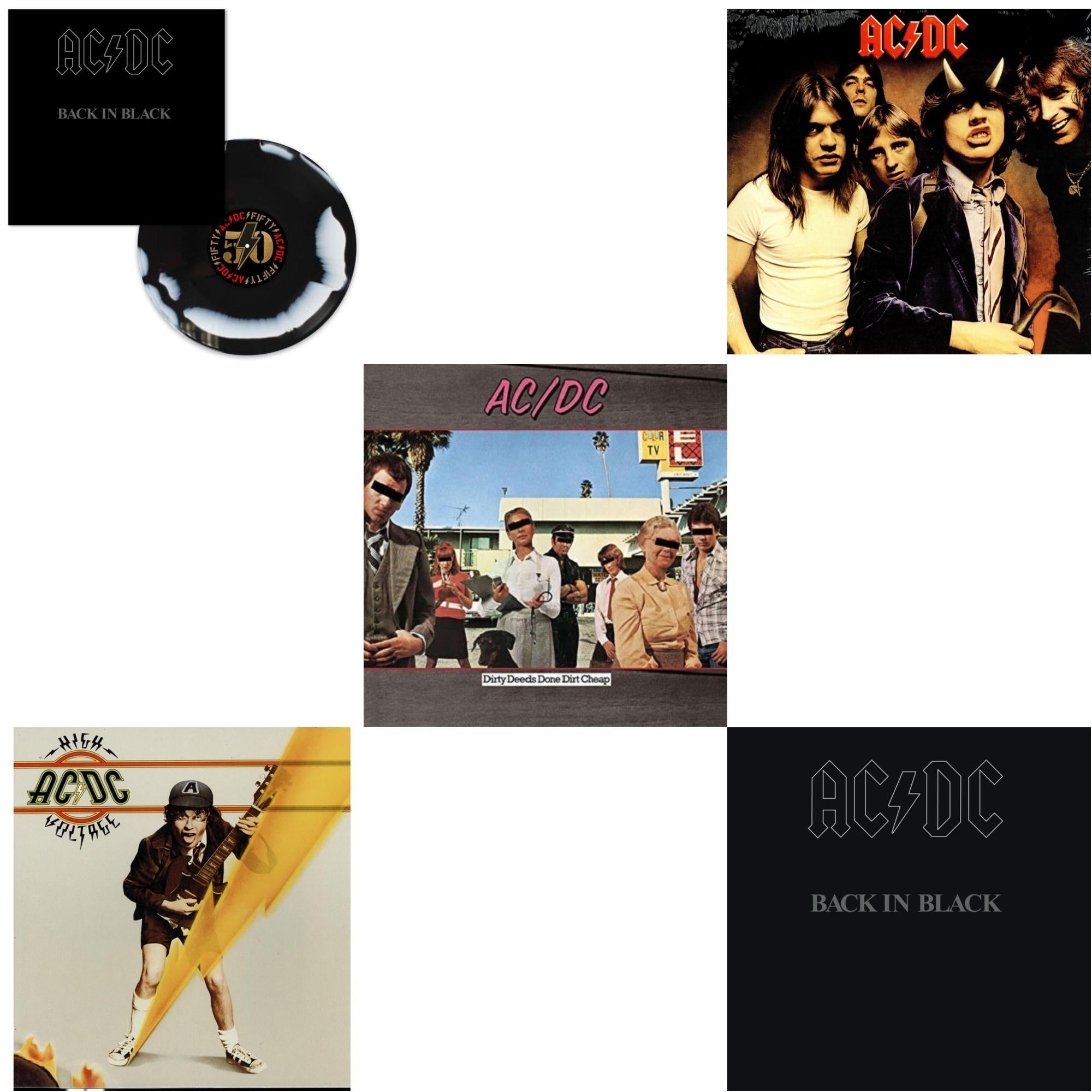 Back In Black (Black/White Blend LP Vinyl) & High Voltage (180G) & Dirty Deeds Done Dirt Cheap (180G) & Highway To Hell (180G) & Back In Black (180G)