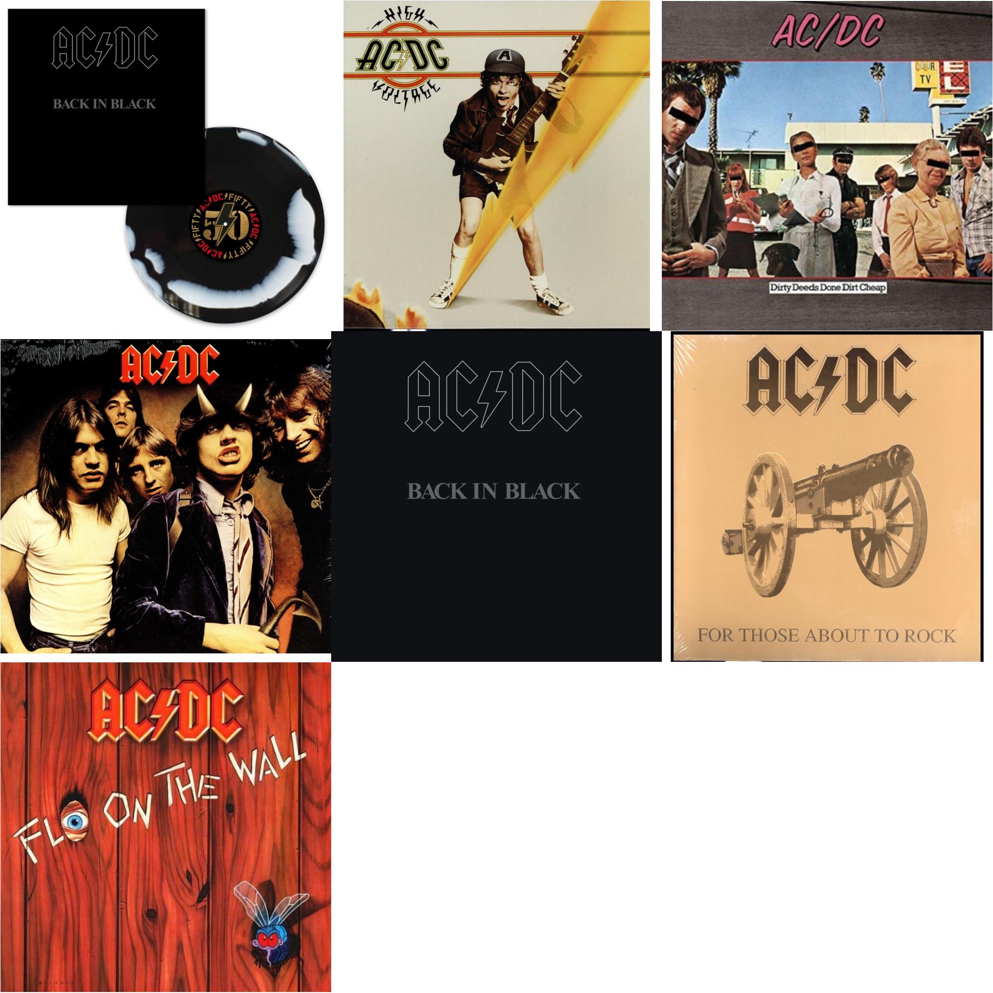 Back In Black (Black/White Blend LP Vinyl) & High Voltage (180G) & Dirty Deeds Done Dirt Cheap (180G) & Highway To Hell (180G) & Back In Black (180G) & For Those About To Rock (180G) & Fly On The Wall (180G)