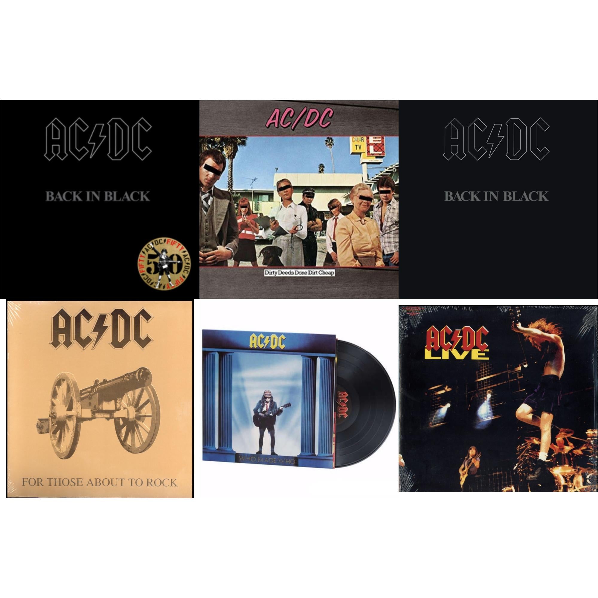 Back In Black (Gold Metallic LP Vinyl) & Dirty Deeds Done Dirt Cheap (180G) & Back In Black (180G) & For Those About To Rock (180G) & Who Made Who (180G) & Live (2LP/180G)