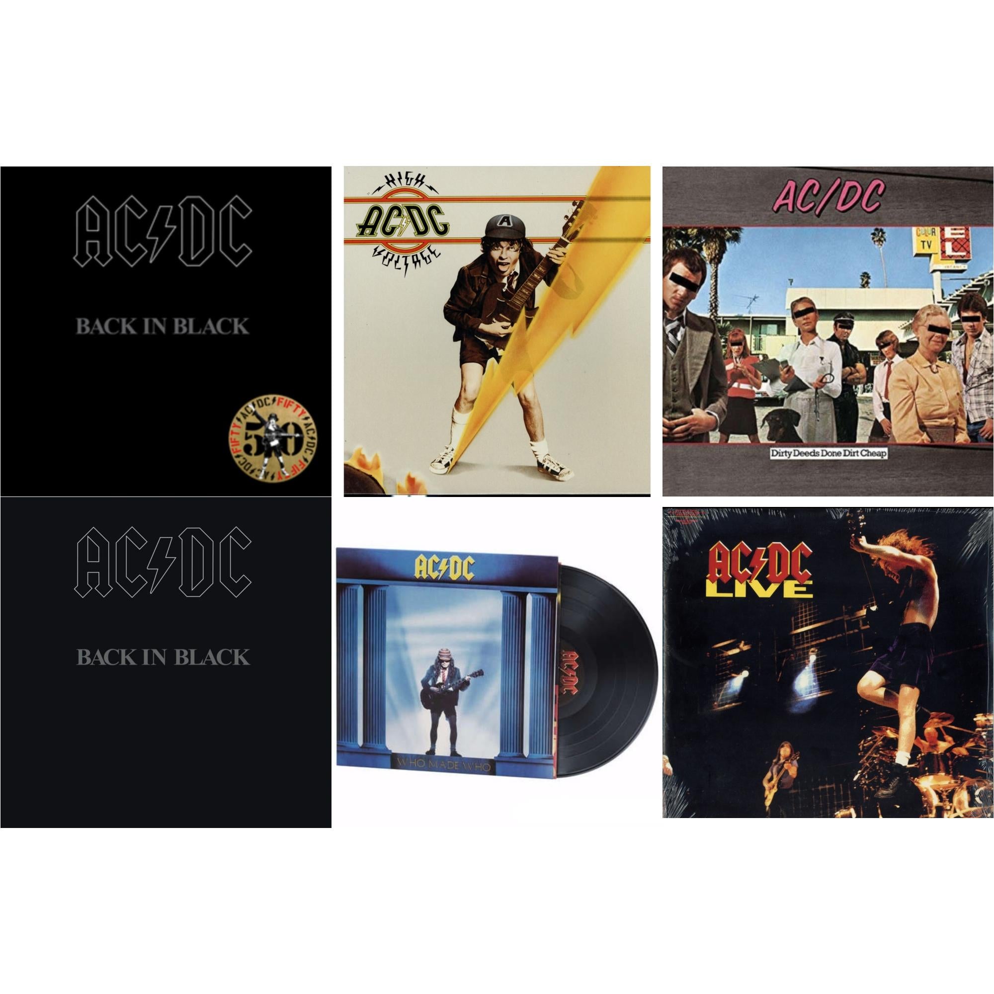 Back In Black (Gold Metallic LP Vinyl) & High Voltage (180G) & Dirty Deeds Done Dirt Cheap (180G) & Back In Black (180G) & Who Made Who (180G) & Live (2LP/180G)