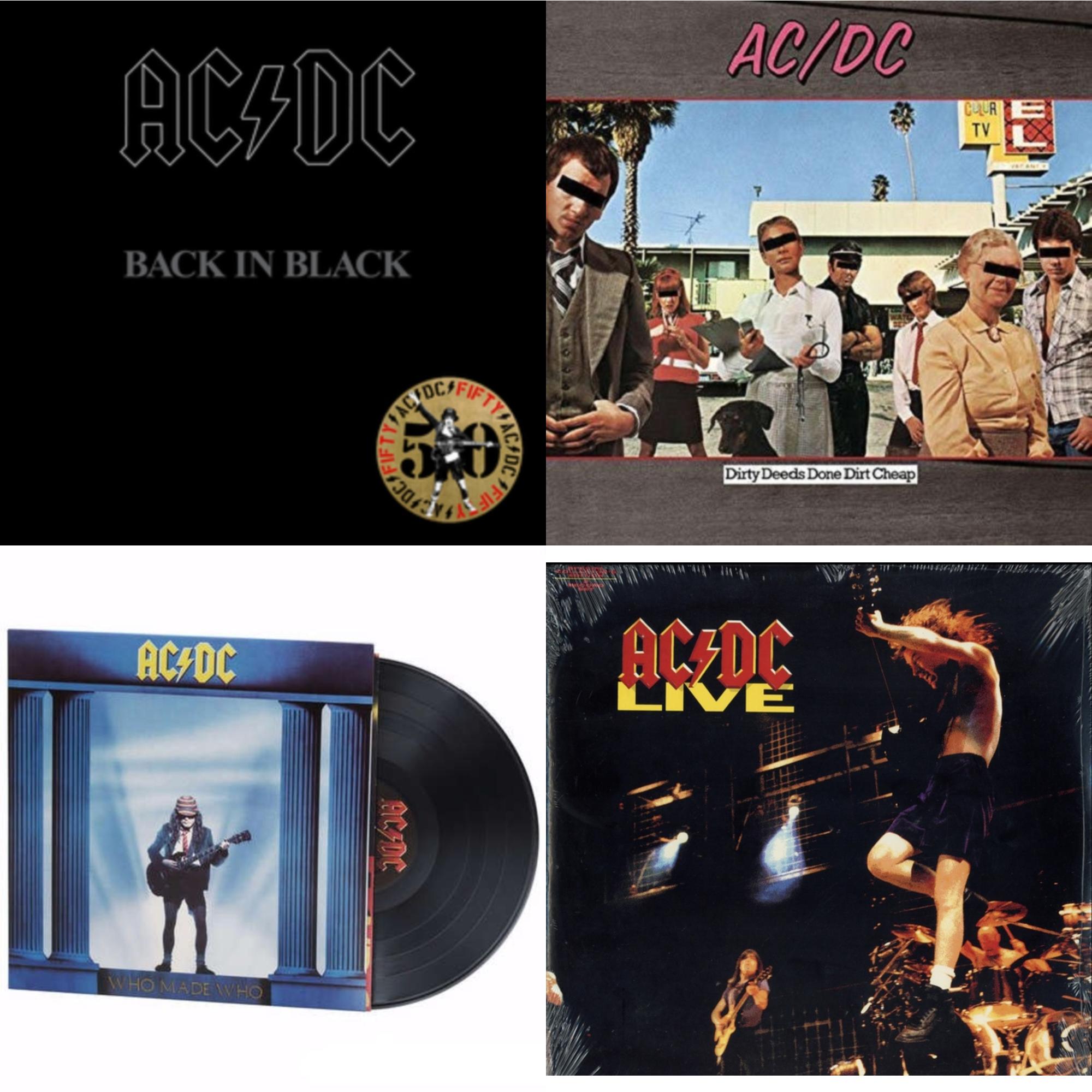 Back In Black (Gold Metallic LP Vinyl) & Dirty Deeds Done Dirt Cheap (180G) & Who Made Who (180G) & Live (2LP/180G)