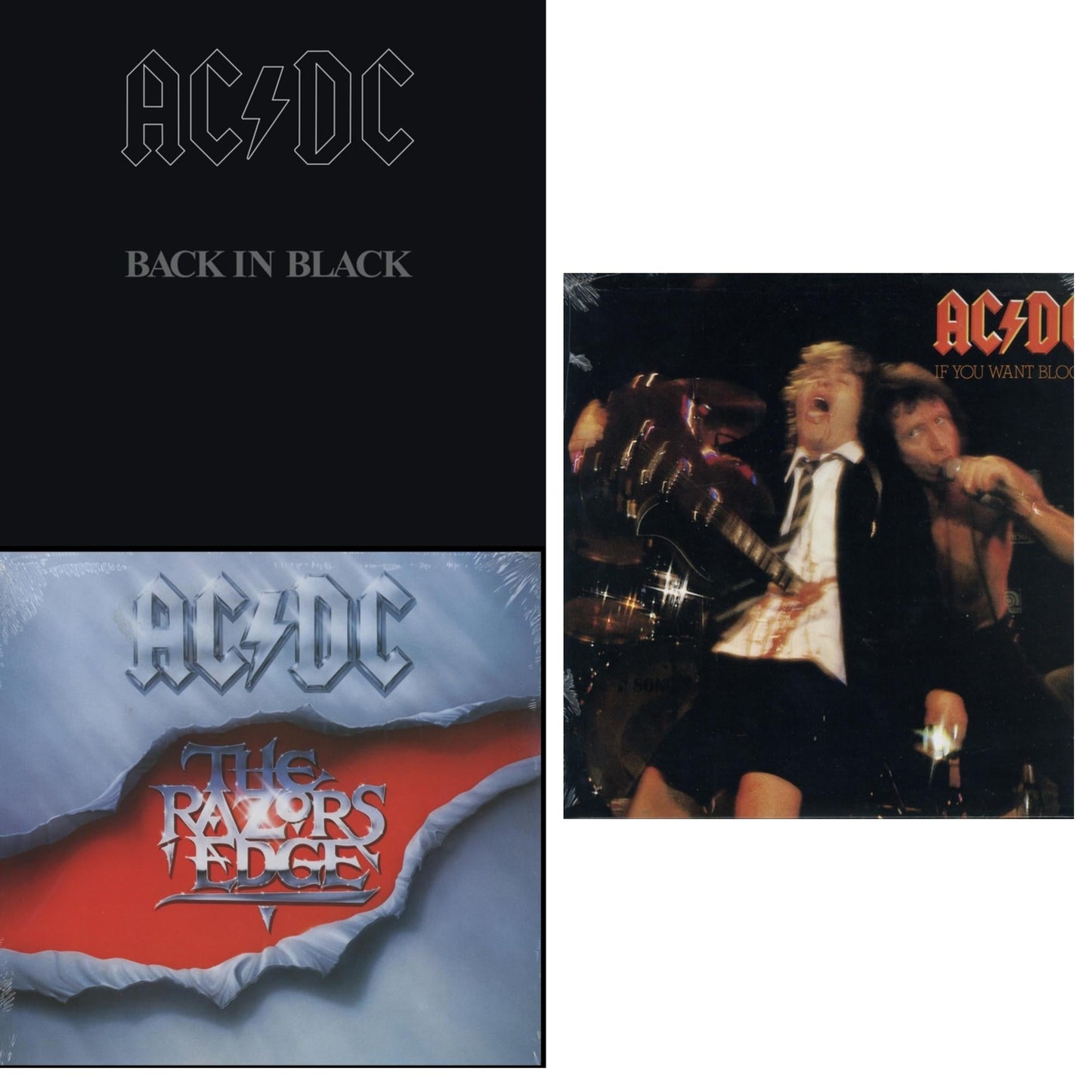 This is a 3 LP Vinyl SKU bundle.
1.This LP Vinyl is brand new.Format: LP VinylMusic Style: Hard RockThis item's title is: Back In Black (180G)Artist: Ac/DcLabel: LEGACYBarcode: 696998020719Release Date: 10/14/2003
2.This LP Vinyl is brand new.