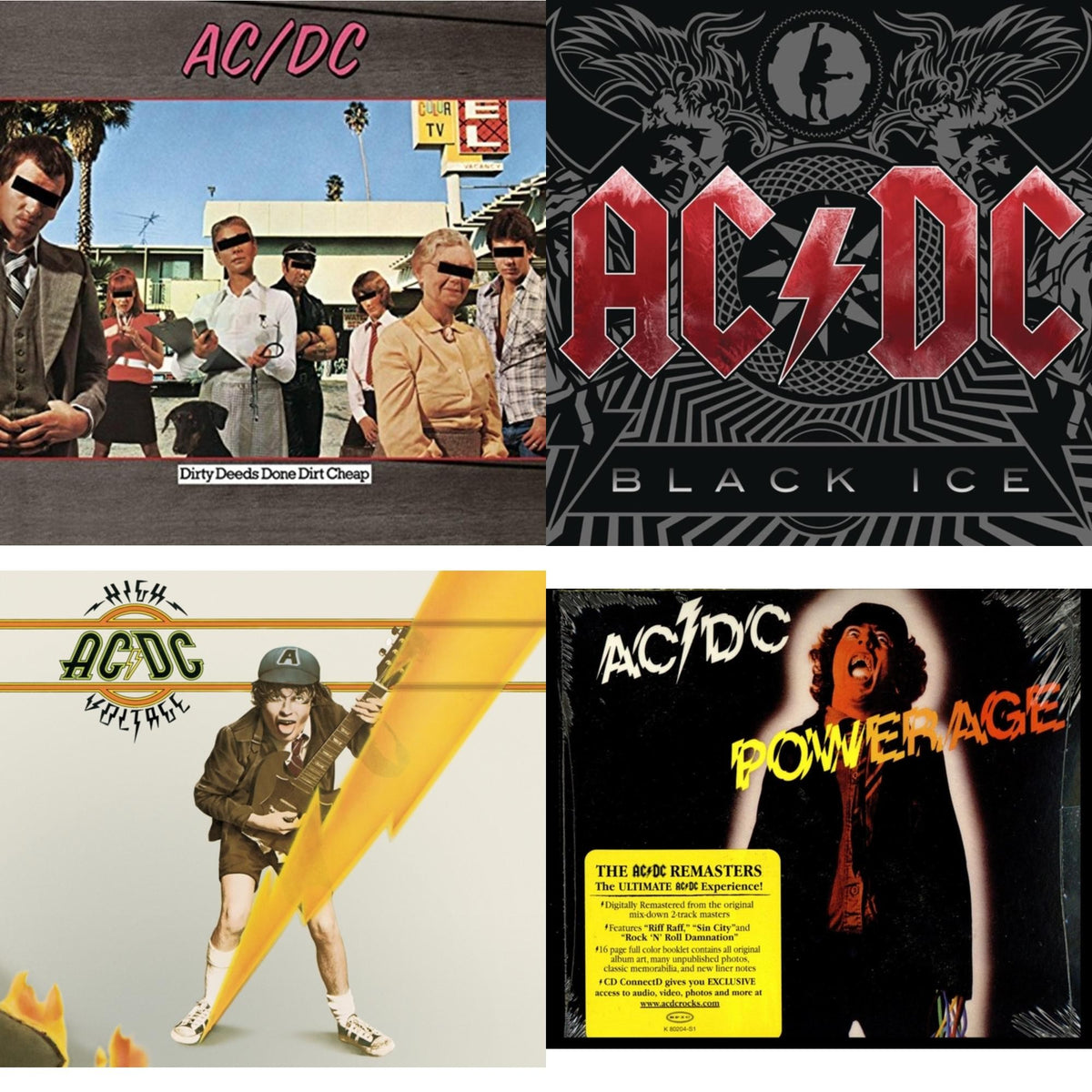 High Voltage & Dirty Deeds Done Dirt Cheap & Powerage & Black Ice