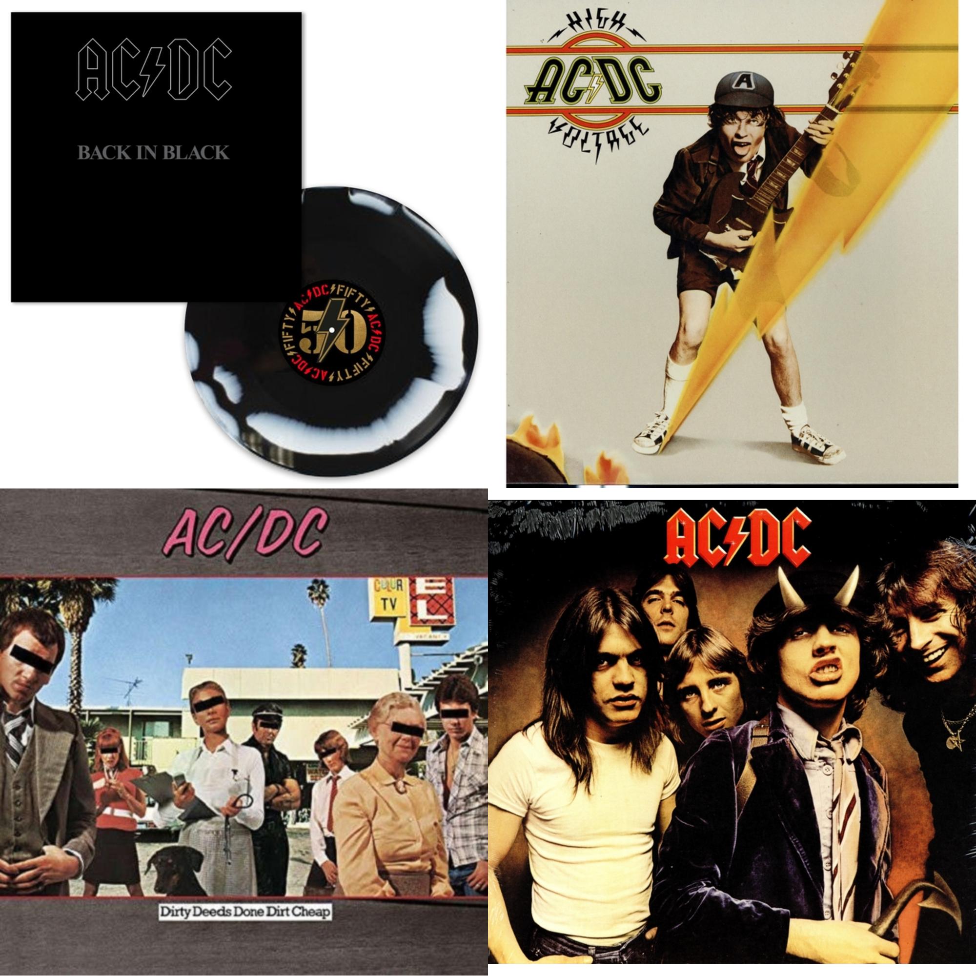 Back In Black (Black/White Blend LP Vinyl) & High Voltage (180G) & Dirty Deeds Done Dirt Cheap (180G) & Highway To Hell (180G)