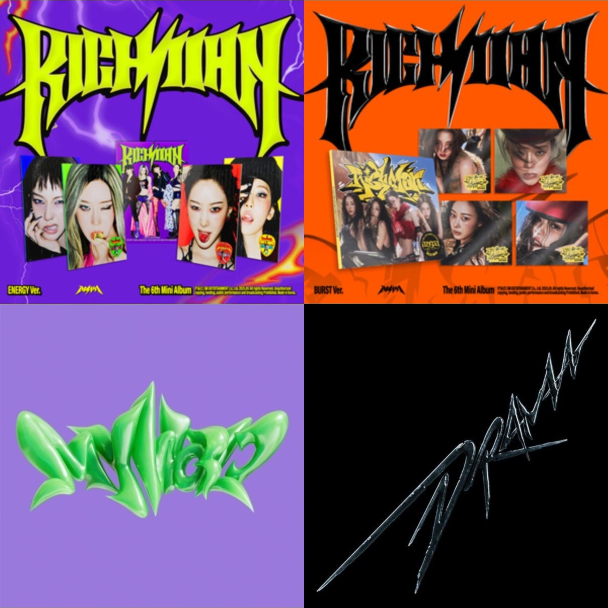 Rich Man (6Th Mini Album) (Energy Ver.) (Giselle Version) & Rich Man (6Th Mini Album) (Burst Ver.) (Ningning Version) & My World (3Rd Mini Album/Tabloid Version) & Drama (4Th Mini Album/Version C)