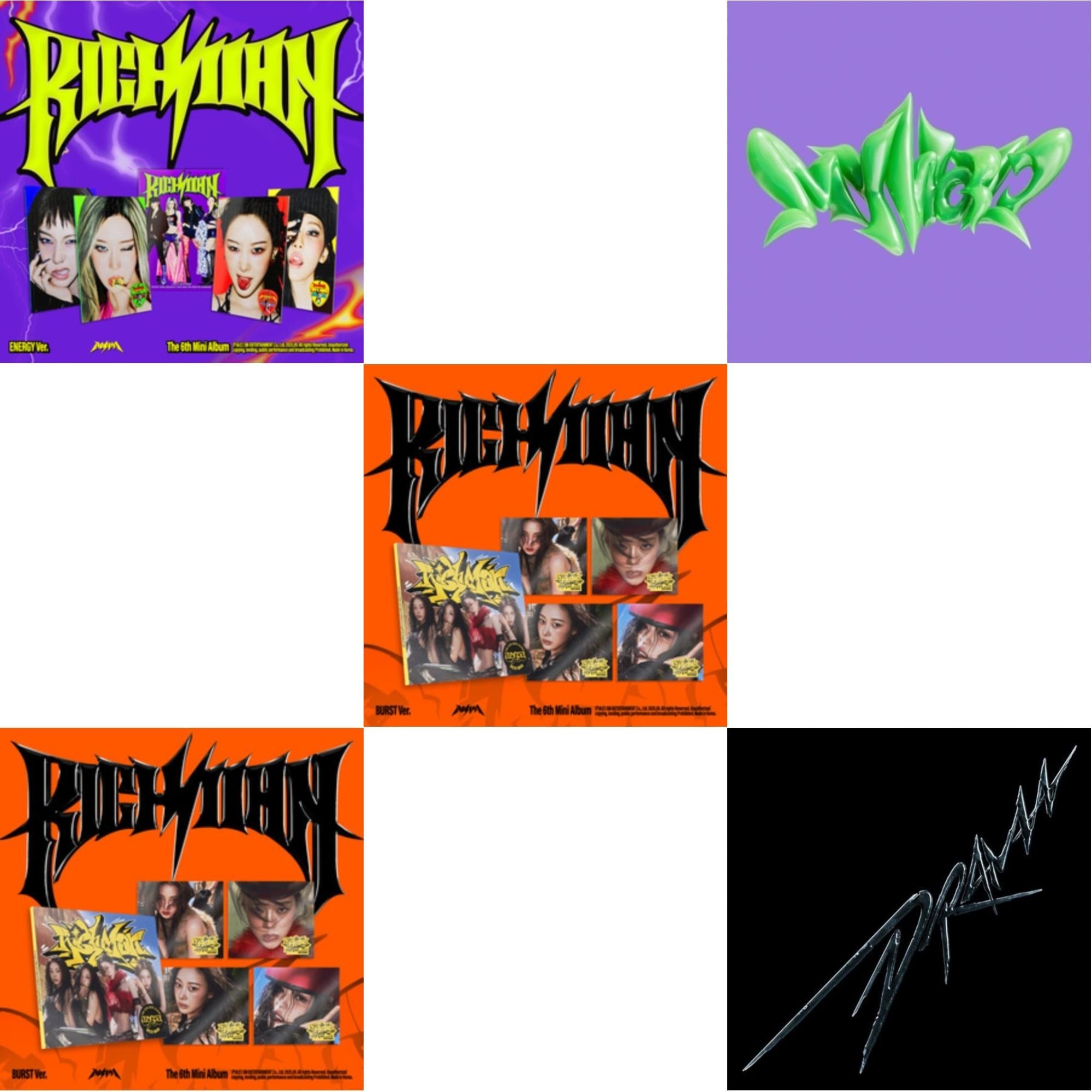 Rich Man (6Th Mini Album) (Energy Ver.) (Giselle Version) & Rich Man (6Th Mini Album) (Burst Ver.) (Giselle Version) & Rich Man (6Th Mini Album) (Burst Ver.) (Ningning Version) & My World (3Rd Mini Album/Tabloid Version) & Drama (4Th Mini Album/Version C)