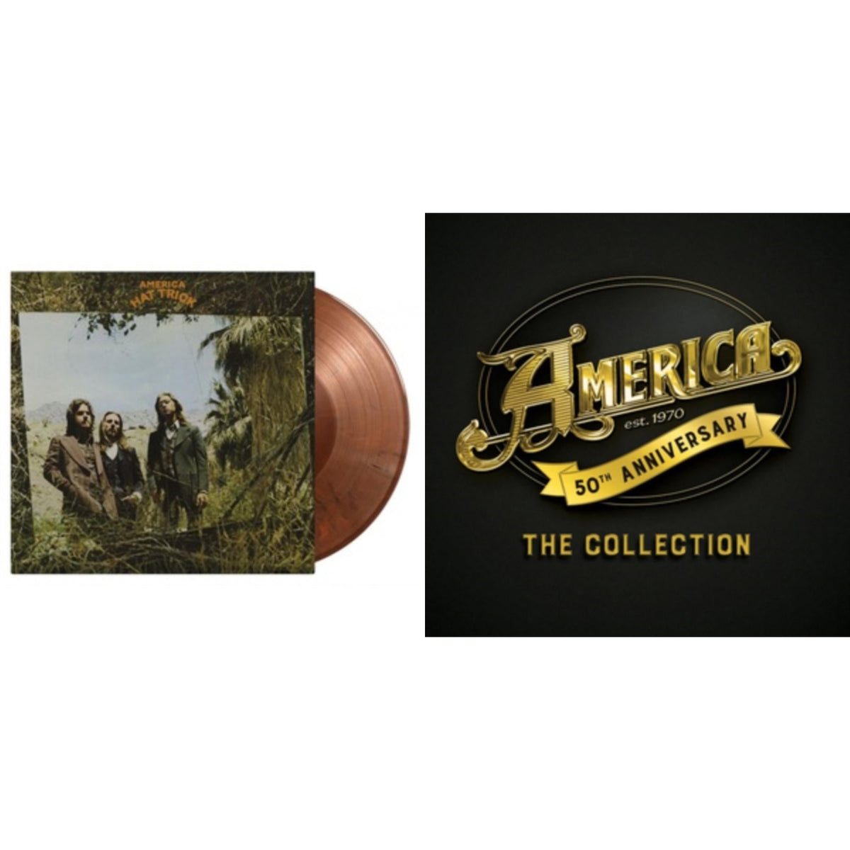 America - 50Th Anniversary & Hat Trick (Limited/Orange & Black Mixed/180G) - LP Vinyl Bundle