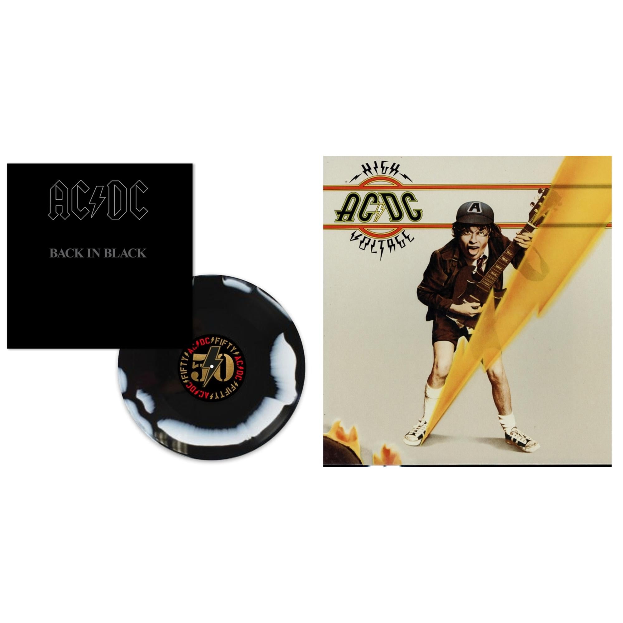 Back In Black (Black/White Blend LP Vinyl) & High Voltage (180G)