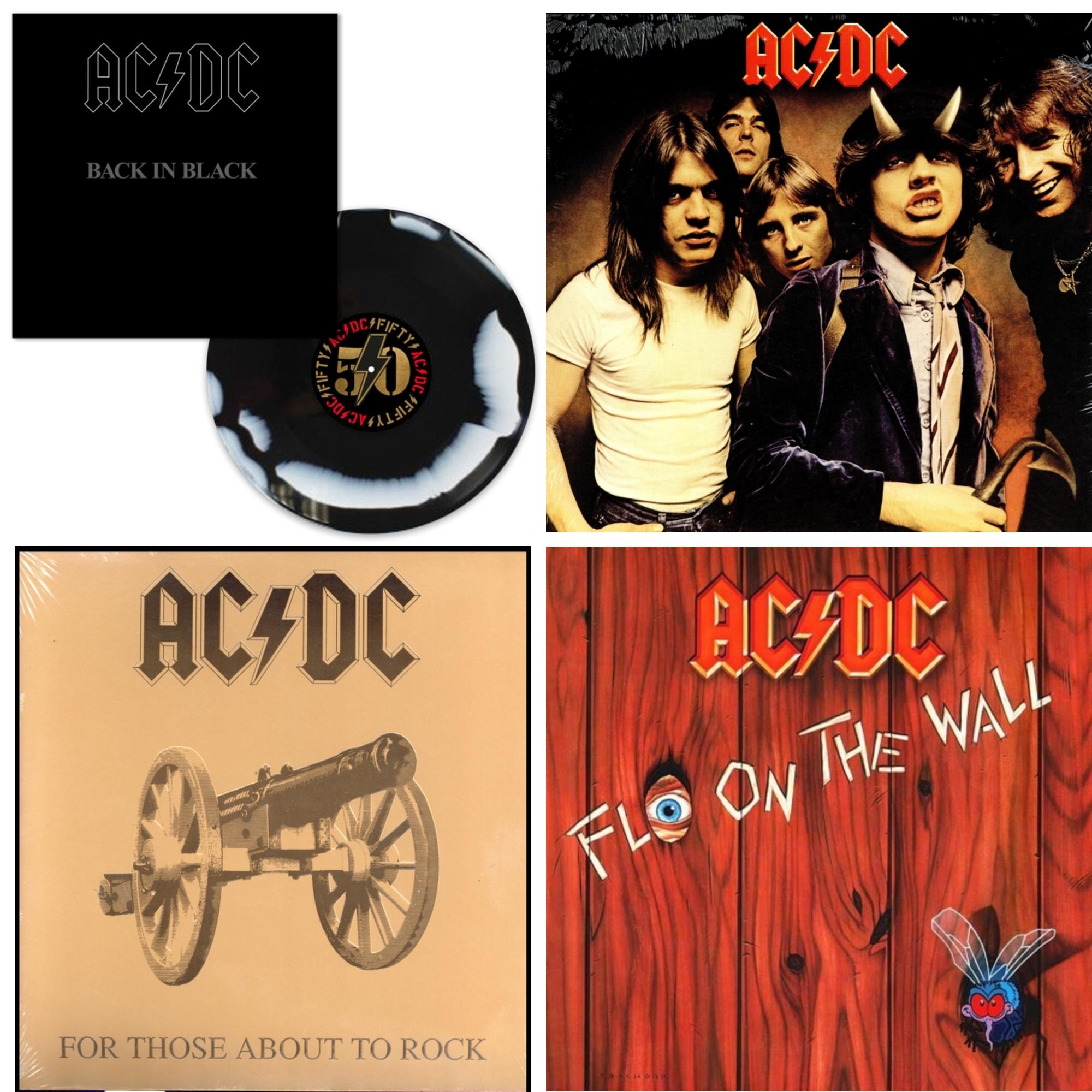 Back In Black (Black/White Blend LP Vinyl) & Highway To Hell (180G) & For Those About To Rock (180G) & Fly On The Wall (180G)