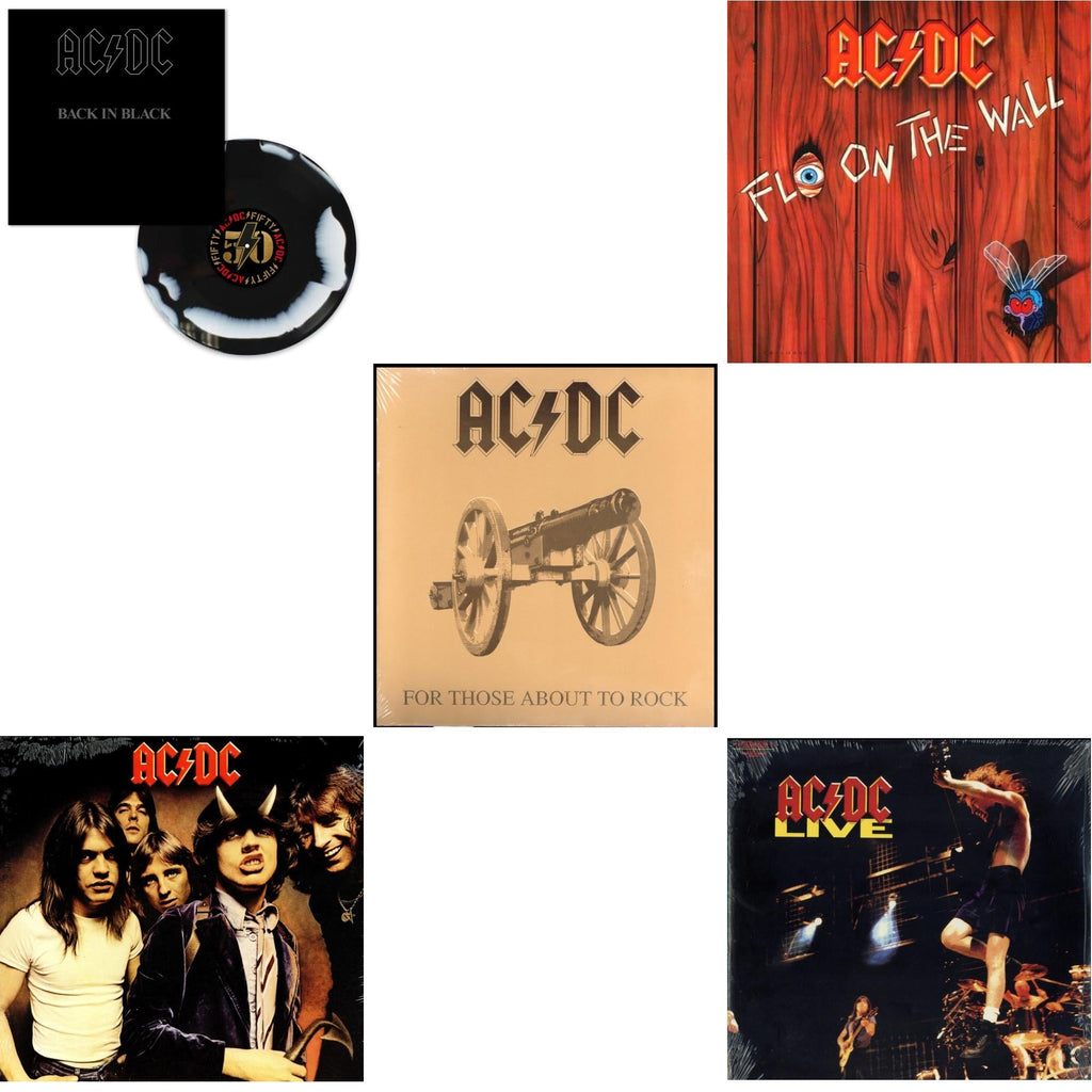 Back In Black (Black/White Blend LP Vinyl) & Highway To Hell (180G) & For Those About To Rock (180G) & Fly On The Wall (180G) & Live (2LP/180G)