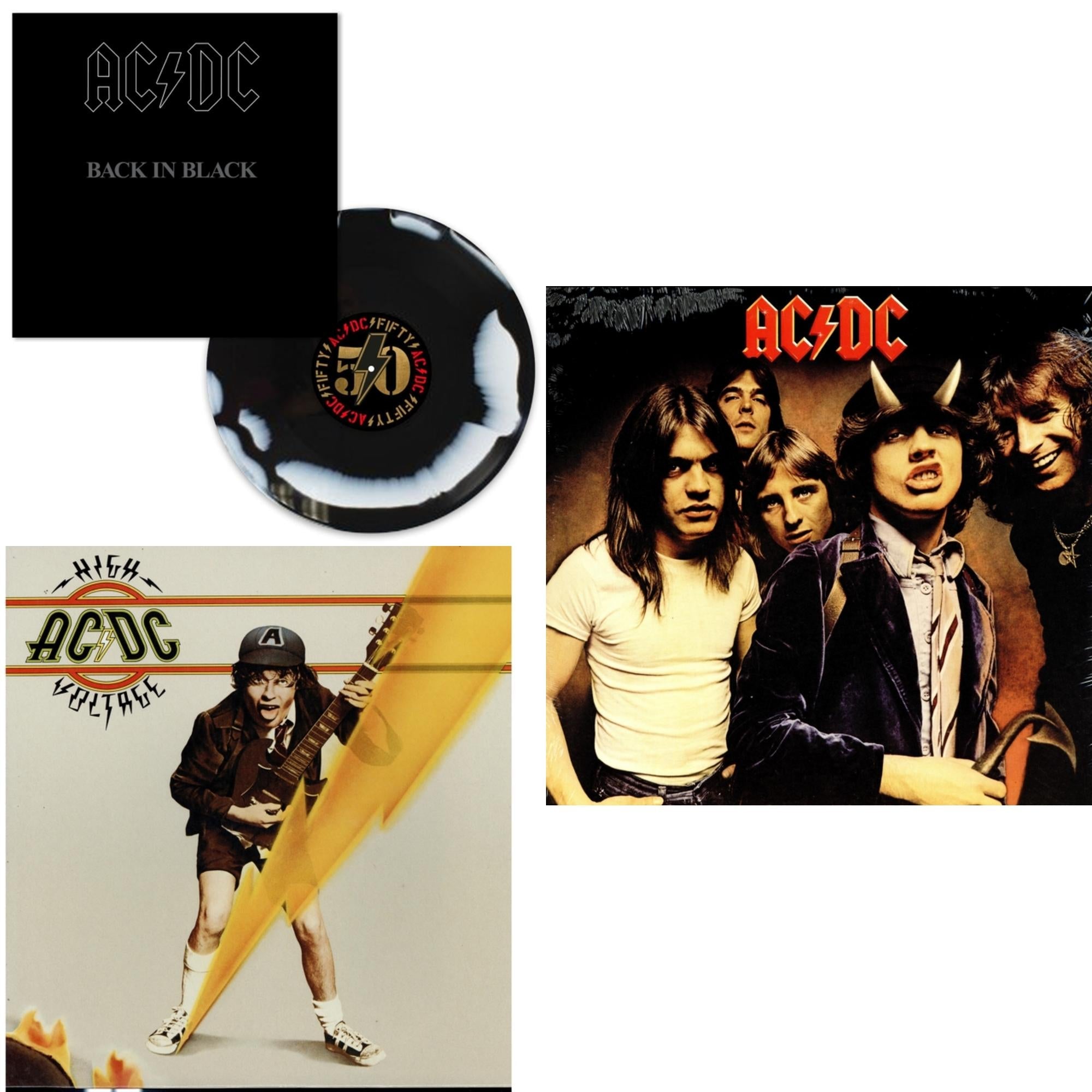 Back In Black (Black/White Blend LP Vinyl) & High Voltage (180G) & Highway To Hell (180G)