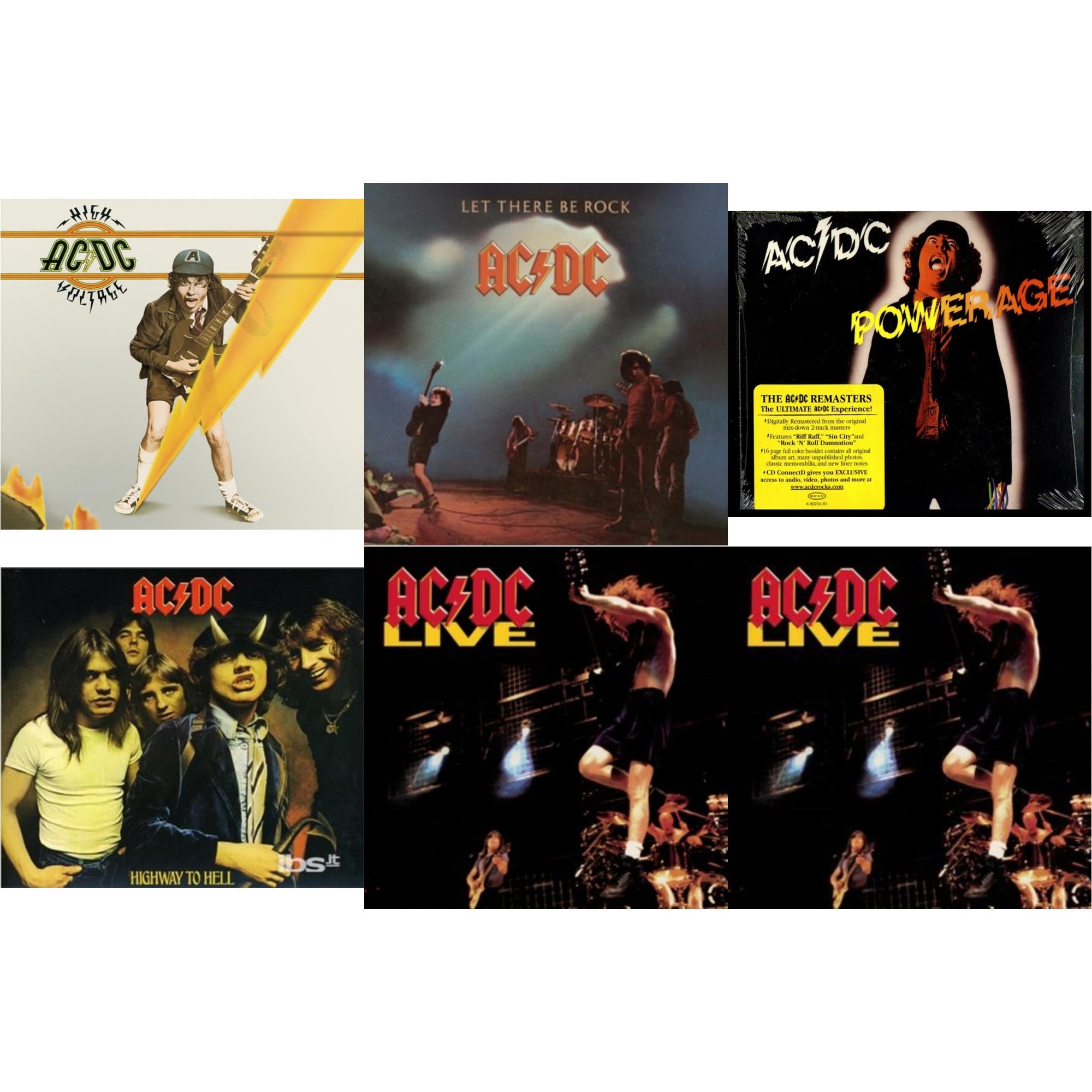 High Voltage & Let There Be Rock & Powerage & Highway To Hell & Live & Live