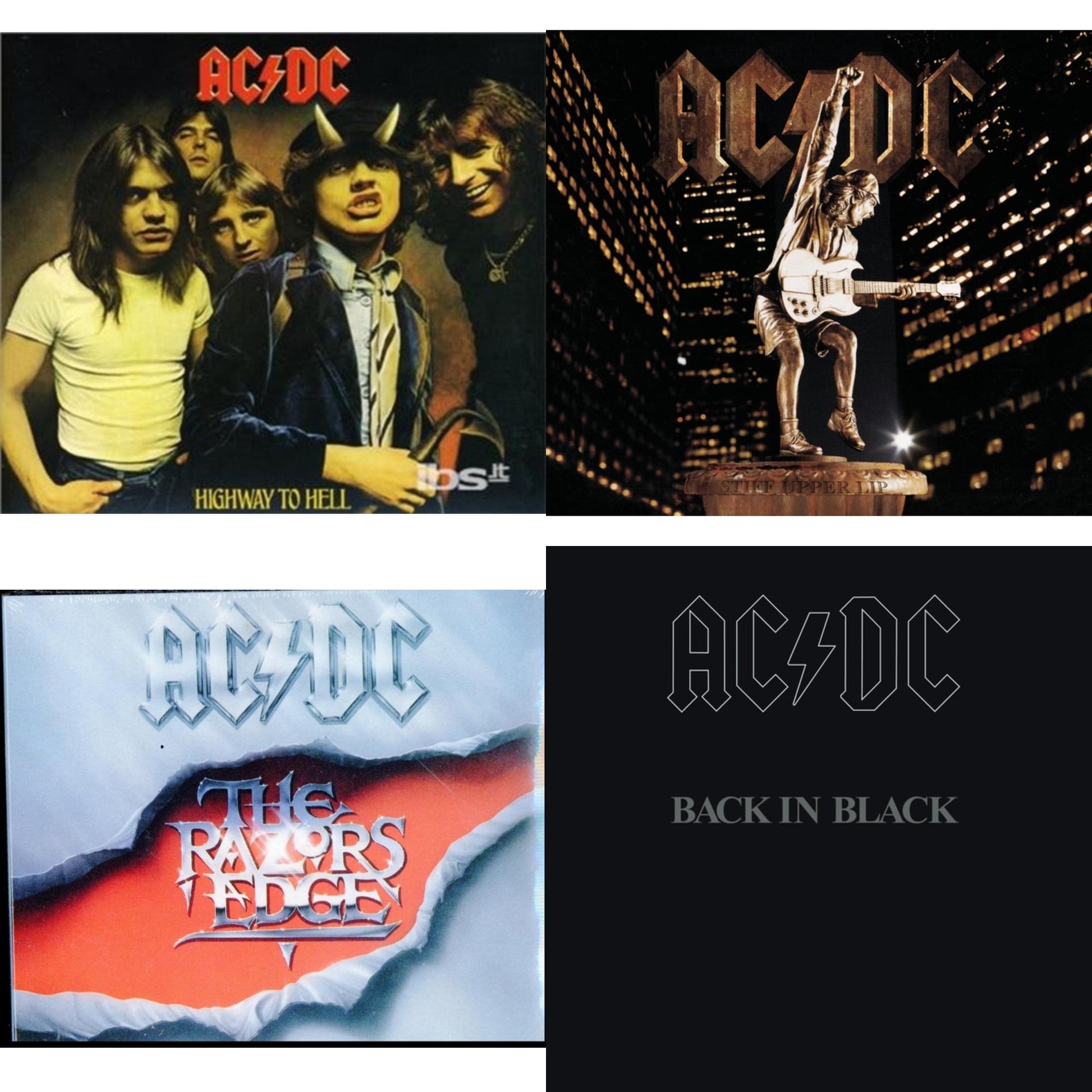 This is a 4 CD SKU bundle.
1.This CD is brand new.Format: CDMusic Style: Hard RockThis item's title is: Highway To HellArtist: Ac/DcLabel: LEGACYBarcode: 696998020627Release Date: 2/18/2003
2.This CD is brand new.