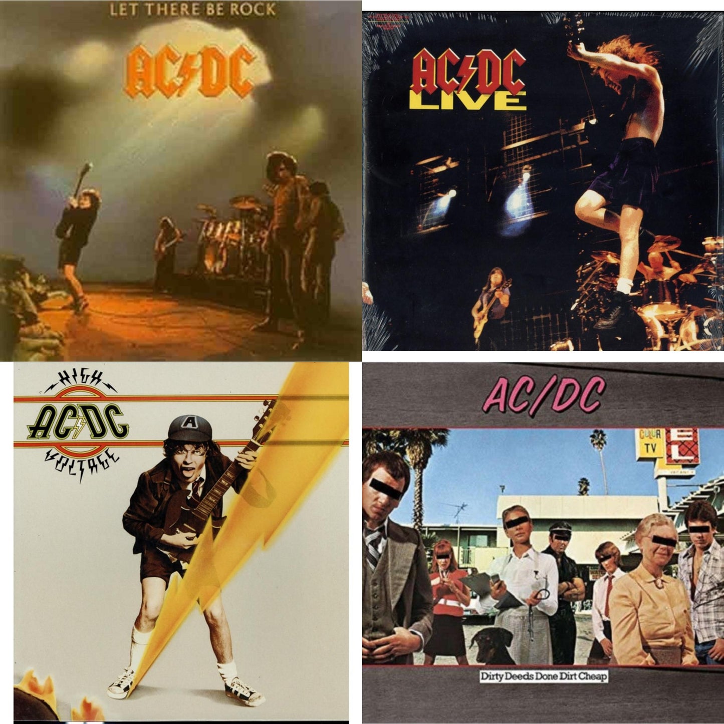 This is a 4 LP Vinyl SKU bundle.
1.This LP Vinyl is brand new.Format: LP VinylMusic Style: Hard RockThis item's title is: Let There Be Rock (180G)Artist: Ac/DcLabel: LEGACYBarcode: 696998020313Release Date: 10/14/2003
2.This LP Vinyl is brand new.