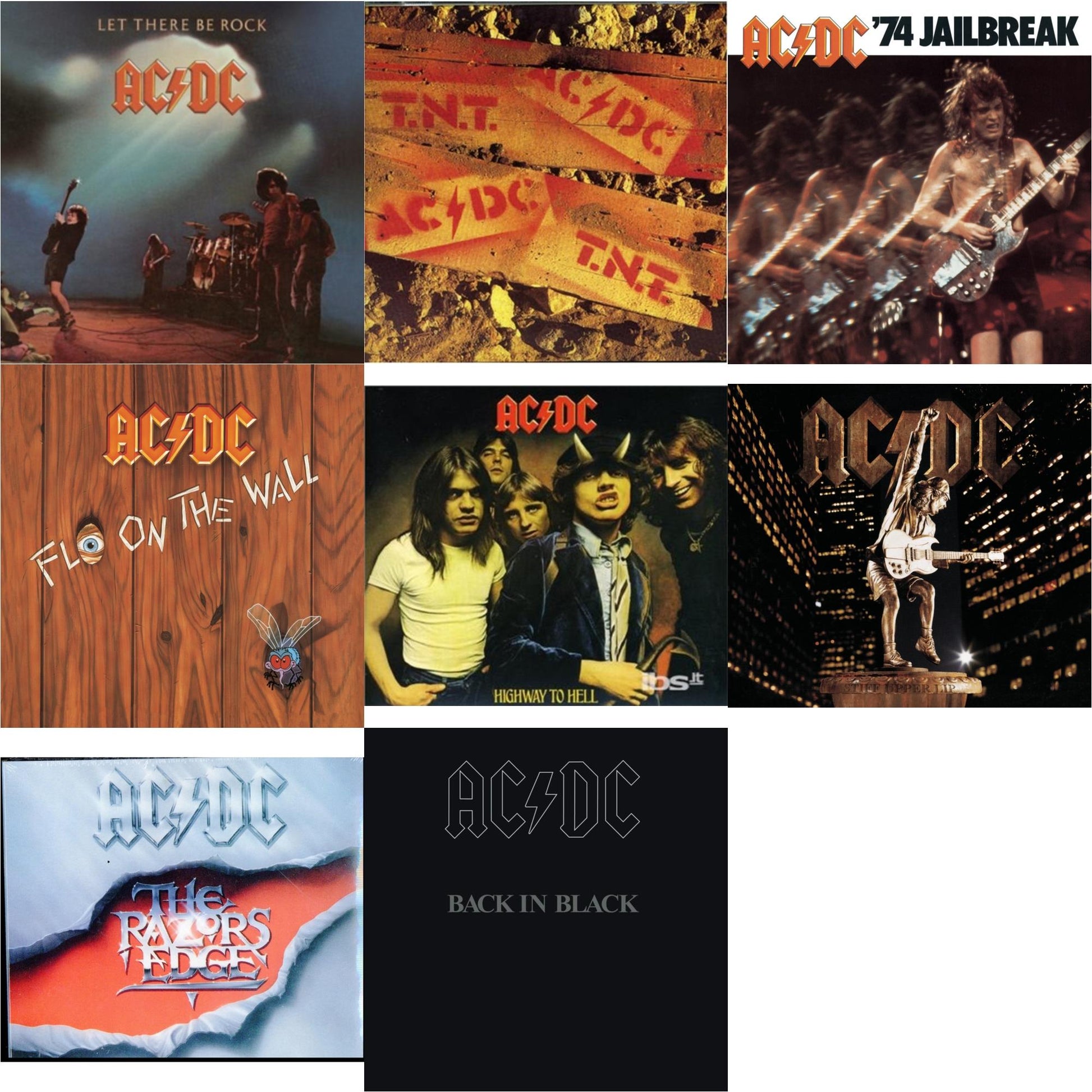 This is a 8 CD SKU bundle.
1.This CD is brand new.Format: CDMusic Style: Hard RockThis item's title is: Let There Be RockArtist: Ac/DcLabel: LEGACYBarcode: 696998020320Release Date: 4/29/2003
2.This CD is brand new.