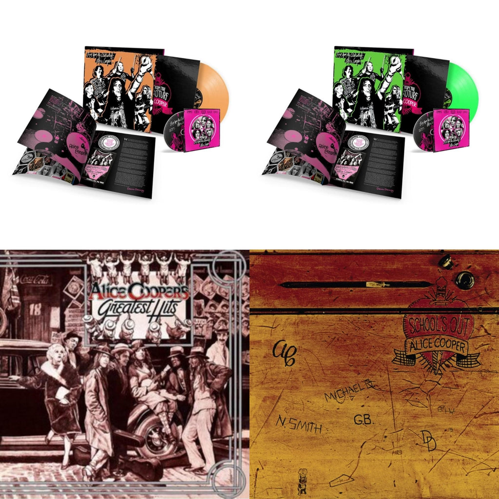 Live From The Astroturf (Glow-In-The-Dark LP Vinyl/DVD) & Live From The Astroturf (Apricoot LP Vinyl/DVD) & School's Out (Expanded & Remastered/3LP) & Alice Cooper's Greatest Hits (180G/Limited Anniversary Edition)