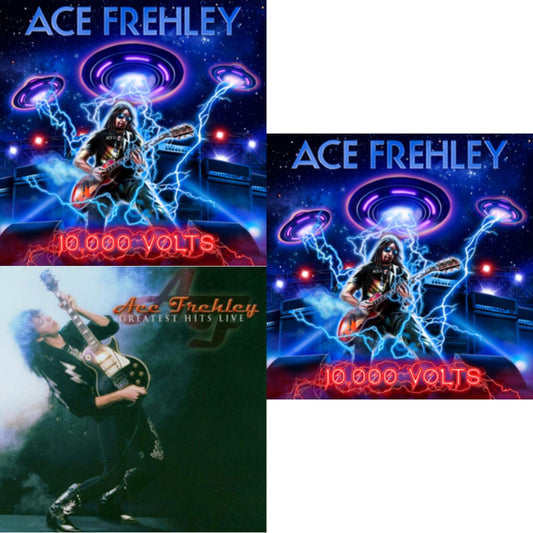 This is a 3 LP Vinyl SKU bundle.
1.This LP Vinyl is brand new.Format: LP VinylMusic Style: Classic RockThis item's title is: 10,000 Volts (Orange Tabby LP Vinyl)Artist: Ace FrehleyLabel: MNRK HeavyBarcode: 634164402990Release Date: 2/23/2024
2.This LP Vinyl is brand new.