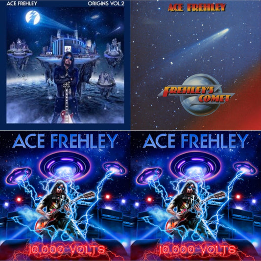 10,000 Volts (Edge Only Splatter/Metal Gym Locker/Red Splatter LP Vinyl) & 10,000 Volts (Orange Tabby LP Vinyl) & Origins Vol.2 (Blue & White LP Vinyl) & Frehley's Comet (Red & Blue Hand Poured Effect LP Vinyl)