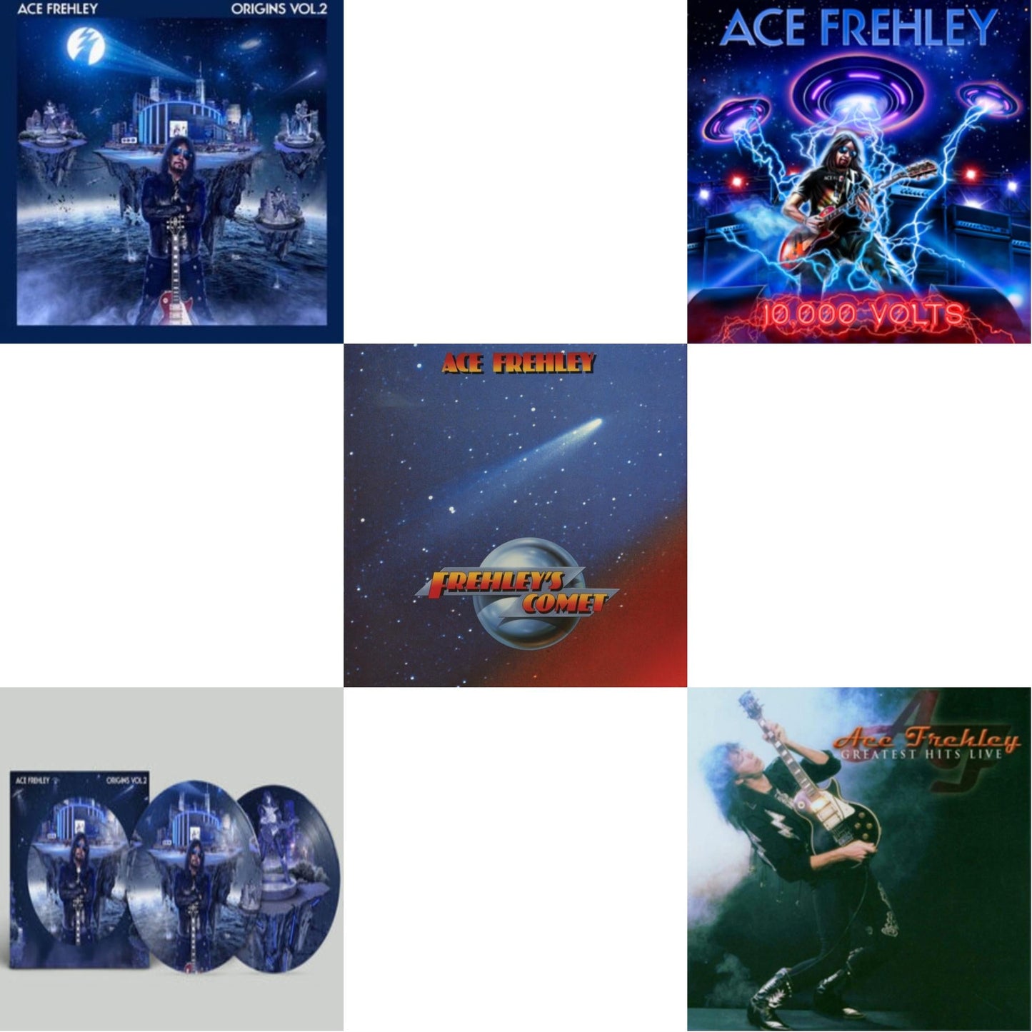 This is a 5 LP Vinyl SKU bundle.
1.This LP Vinyl is brand new.Format: LP VinylMusic Style: Classic RockThis item's title is: Origins Vol.2 (Blue & White LP Vinyl)Artist: Ace FrehleyLabel: ENT. ONE MUSICBarcode: 634164629212Release Date: 9/18/2020
2.This LP Vinyl is brand new.