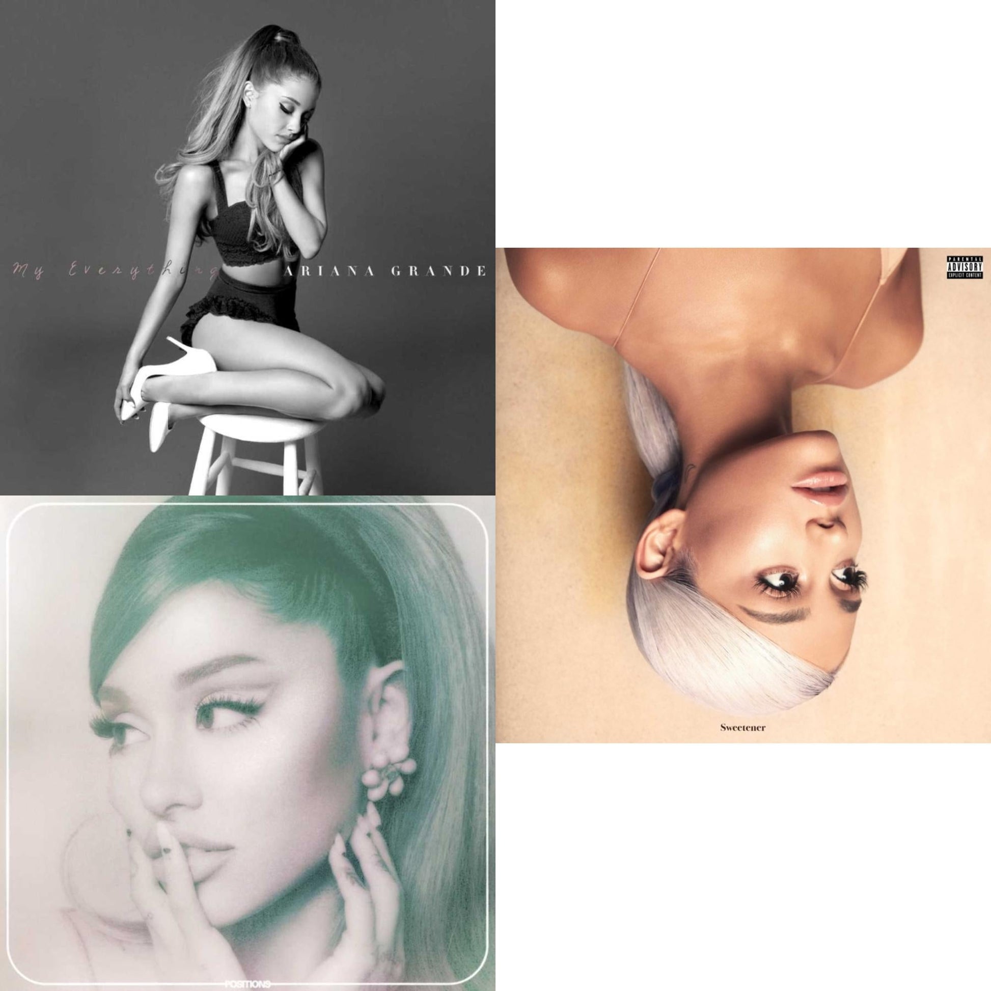 This is a 3 LP Vinyl SKU bundle.
1.This LP Vinyl is brand new.Format: LP VinylMusic Style: VocalThis item's title is: My EverythingArtist: Ariana GrandeLabel: REPUBLICBarcode: 602577974441Release Date: 12/6/2019
2.This LP Vinyl is brand new.