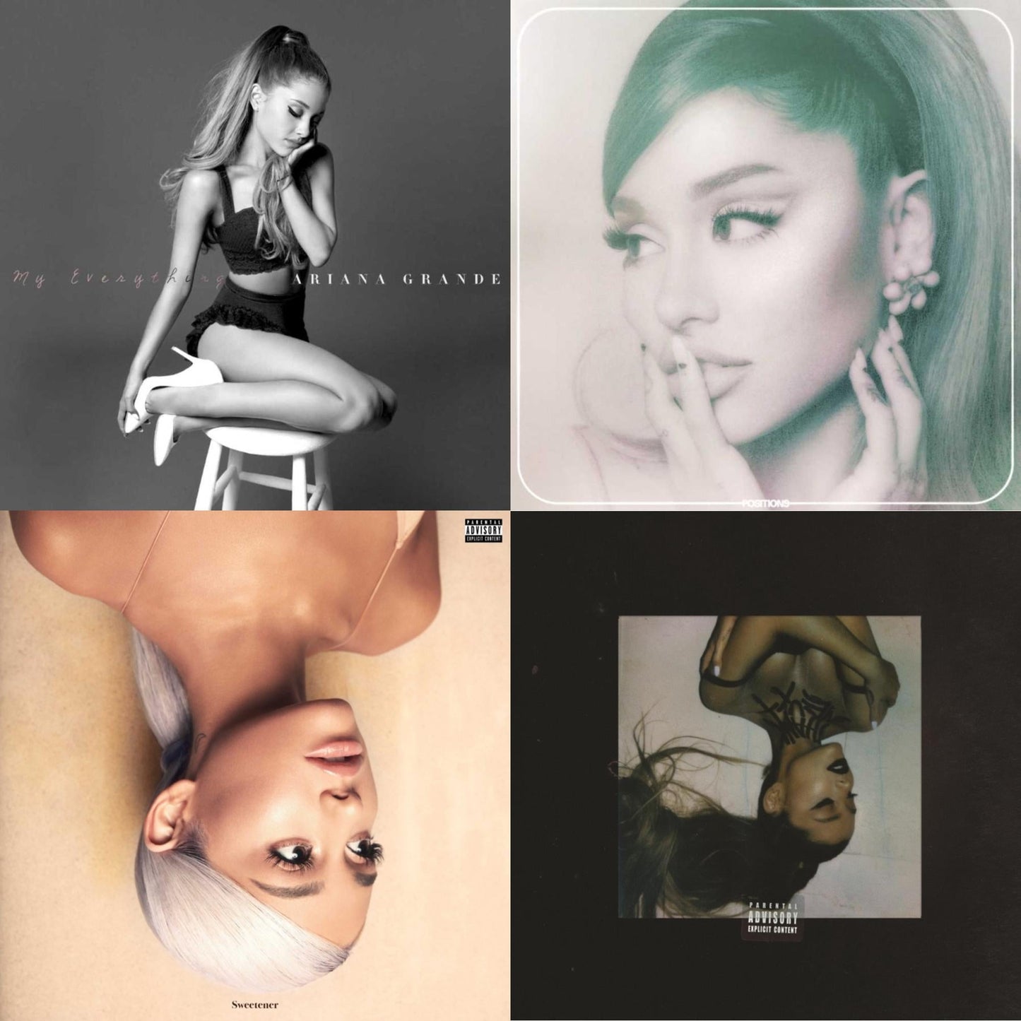 This is a 4 LP Vinyl SKU bundle.
1.This LP Vinyl is brand new.Format: LP VinylMusic Style: VocalThis item's title is: My EverythingArtist: Ariana GrandeLabel: REPUBLICBarcode: 602577974441Release Date: 12/6/2019
2.This LP Vinyl is brand new.