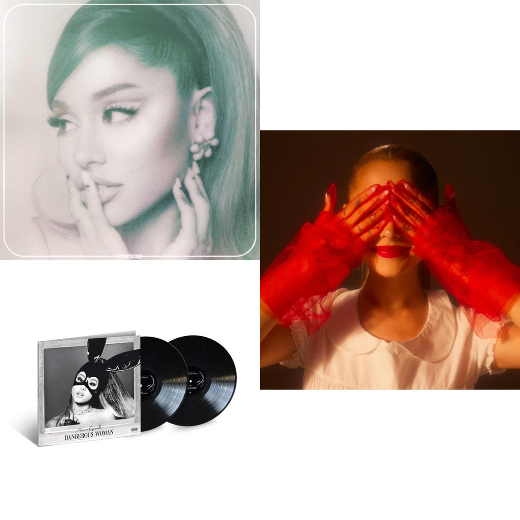 This is a 3 LP Vinyl SKU bundle.
1.This LP Vinyl is brand new.Format: LP VinylMusic Style: TrapThis item's title is: Positions (Coke Bottle Clear LP Vinyl)Artist: Ariana GrandeLabel: Republic RecordsBarcode: 602435450902Release Date: 4/9/2021
2.This LP Vinyl is brand new.