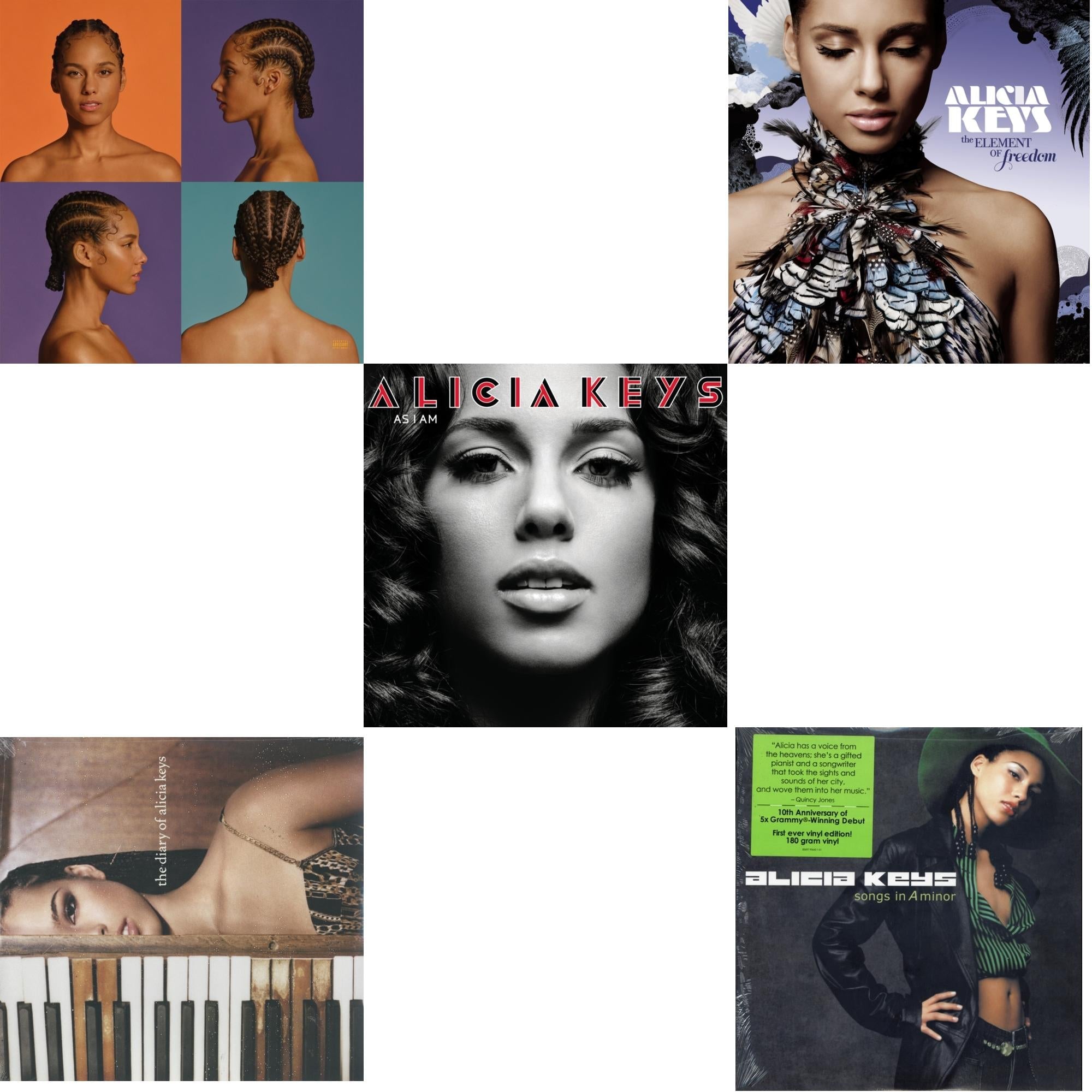 Alicia (White Vinyl/2LP) & Diary Of Alicia Keys & As I Am (Red LP Vinyl) & Element Of Freedom (2LP/Lilac Vinyl) & Songs In A Minor (2LP/180G)
