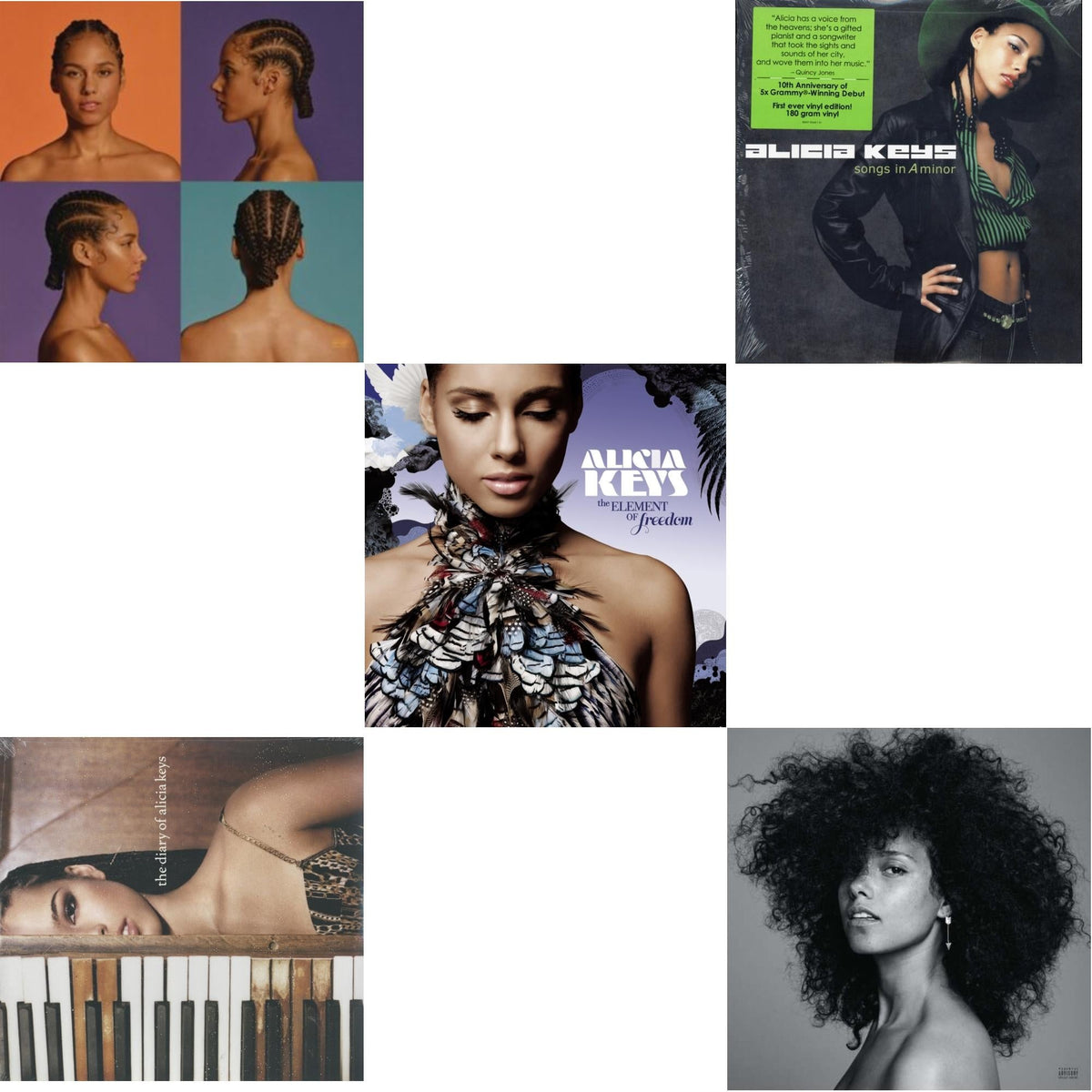 Alicia (X) (2LP/150G/Opaque White Vinyl/Dl Insert) & Diary Of Alicia Keys & Element Of Freedom (2LP/Lilac Vinyl) & Songs In A Minor (2LP/180G) & Here (Pa) (150G/Dlcard/Gatefold/24 X 24 Poster)