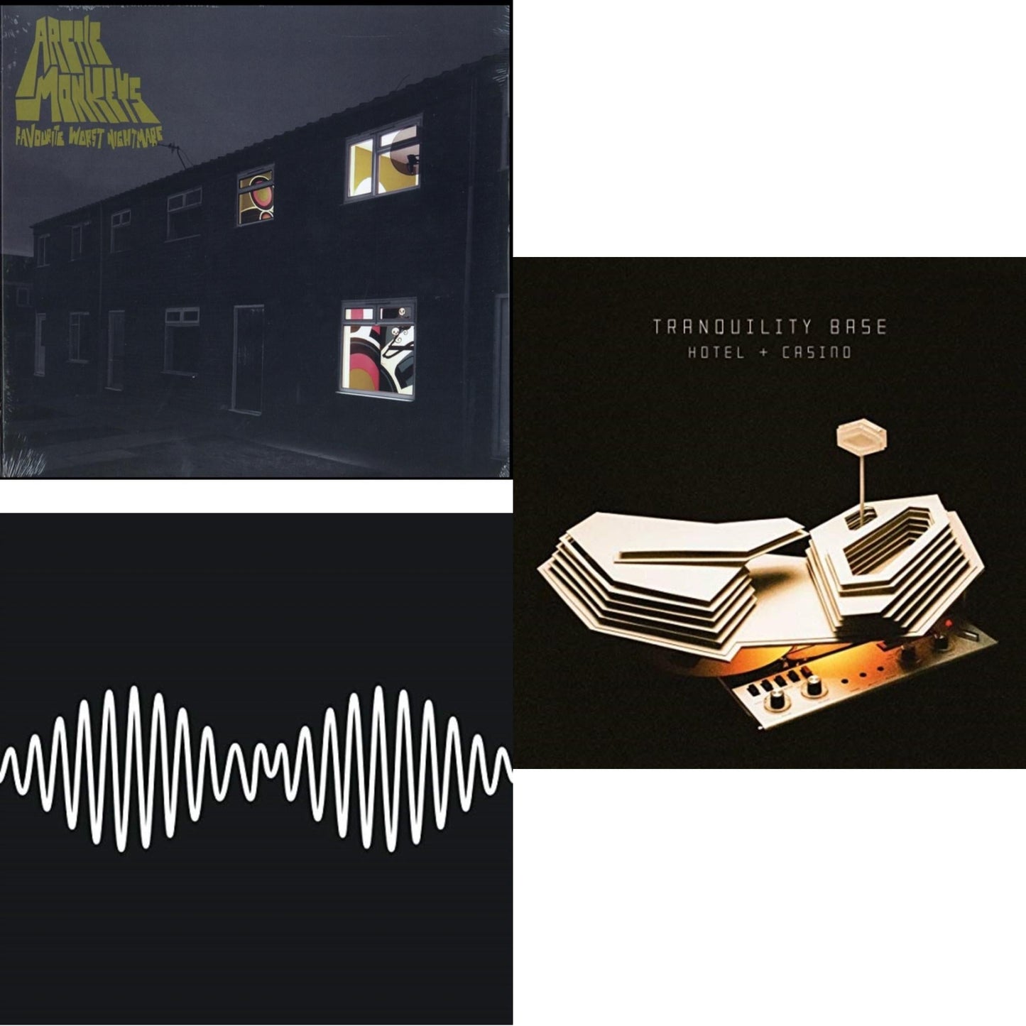 This is a 3 LP Vinyl SKU bundle.
1.This LP Vinyl is brand new.Format: LP VinylMusic Style: Alternative RockThis item's title is: Favourite Worst NightmareArtist: Arctic MonkeysLabel: WARNER BROS.Barcode: 093624945796Release Date: 2/26/2013
2.This LP Vinyl is brand new.