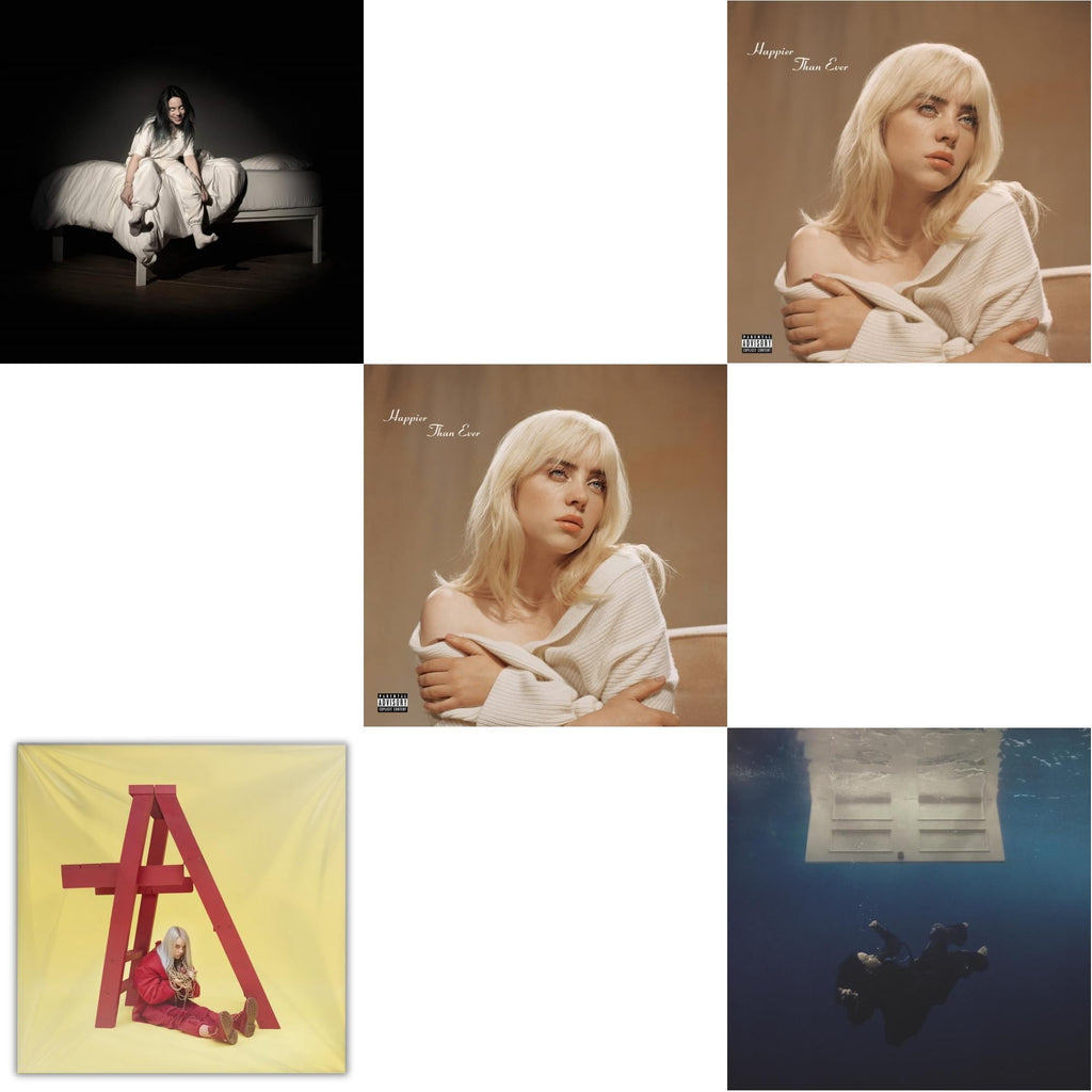 Billie Eilish - Happier Than Ever (X) (2LP) & Happier Than Ever (2LP/Recycled Vinyl/Rainbow Foil Jacket) (Rsd) & Hit Me Hard & Soft (Recycled Black LP Vinyl) & Billie Eilish - Dont Smile At Me (Black LP Vinyl) & When We All Fall Asleep, Where Do We