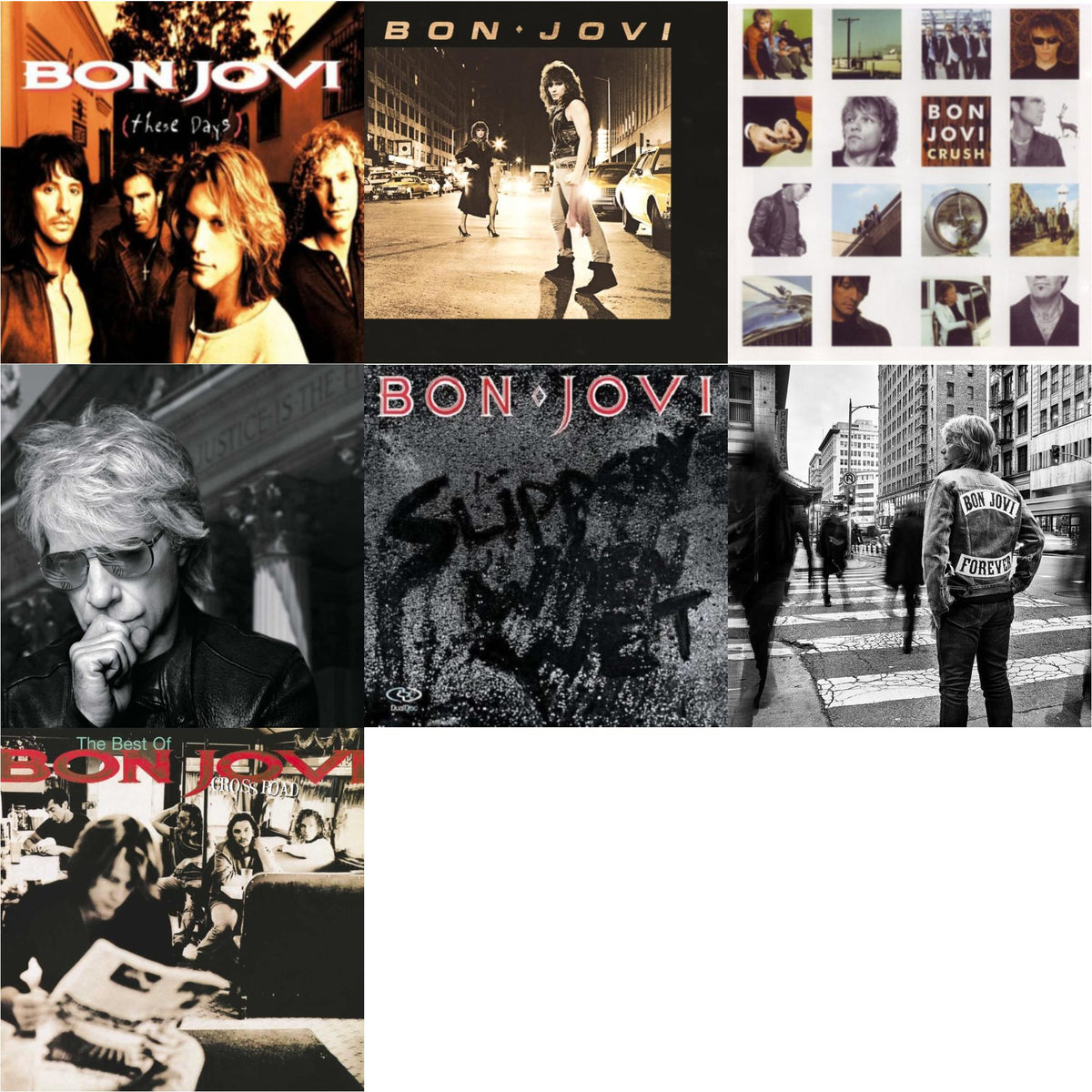 Forever & Cross Road (2LP) & 2020 (2LP/Gold Vinyl) & Bon Jovi (180G) & Slippery When Wet (180G) & These Days (180G) & Crush (180G)