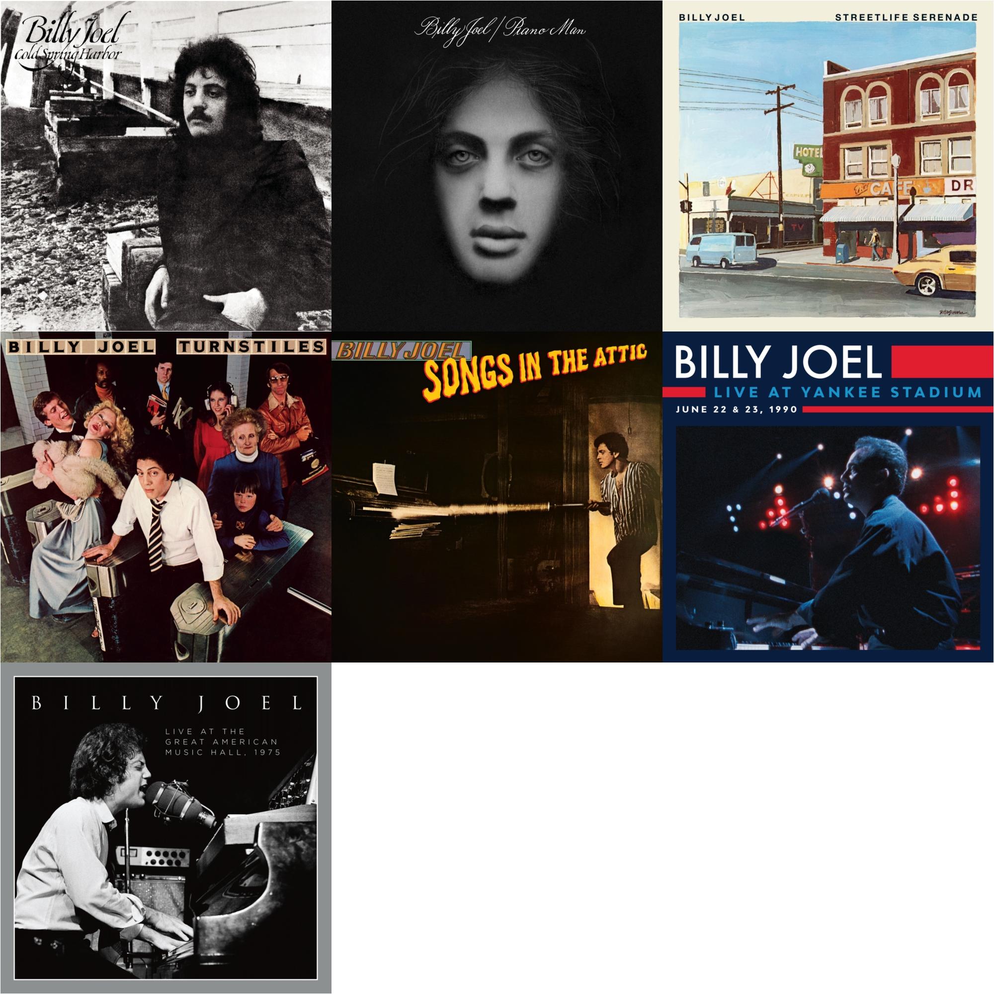 Cold Spring Harbor & Piano Man & Streetlife Serenade & Turnstiles & Songs In The Attic & Live At Yankee Stadium (3LP) & Live At The Great American Music Hall – 1975 (2LP)