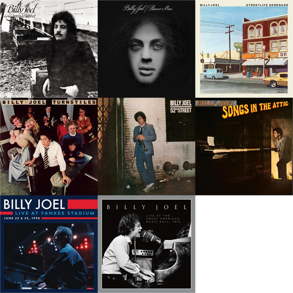 Cold Spring Harbor & Piano Man & Streetlife Serenade & Turnstiles & 52Nd Street & Songs In The Attic & Live At Yankee Stadium (3LP) & Live At The Great American Music Hall – 1975 (2LP)