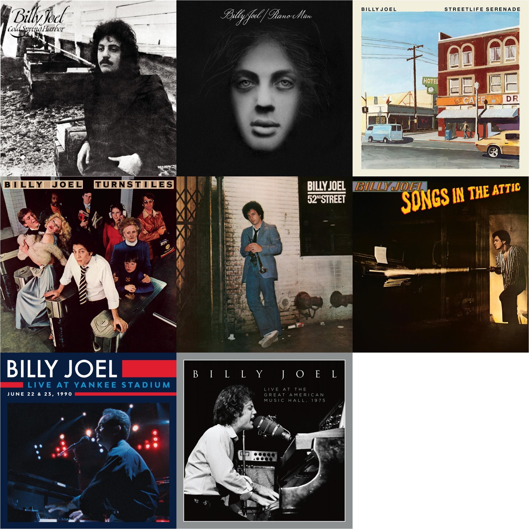 Cold Spring Harbor & Piano Man & Streetlife Serenade & Turnstiles & 52Nd Street & Songs In The Attic & Live At Yankee Stadium (3LP) & Live At The Great American Music Hall – 1975 (2LP)