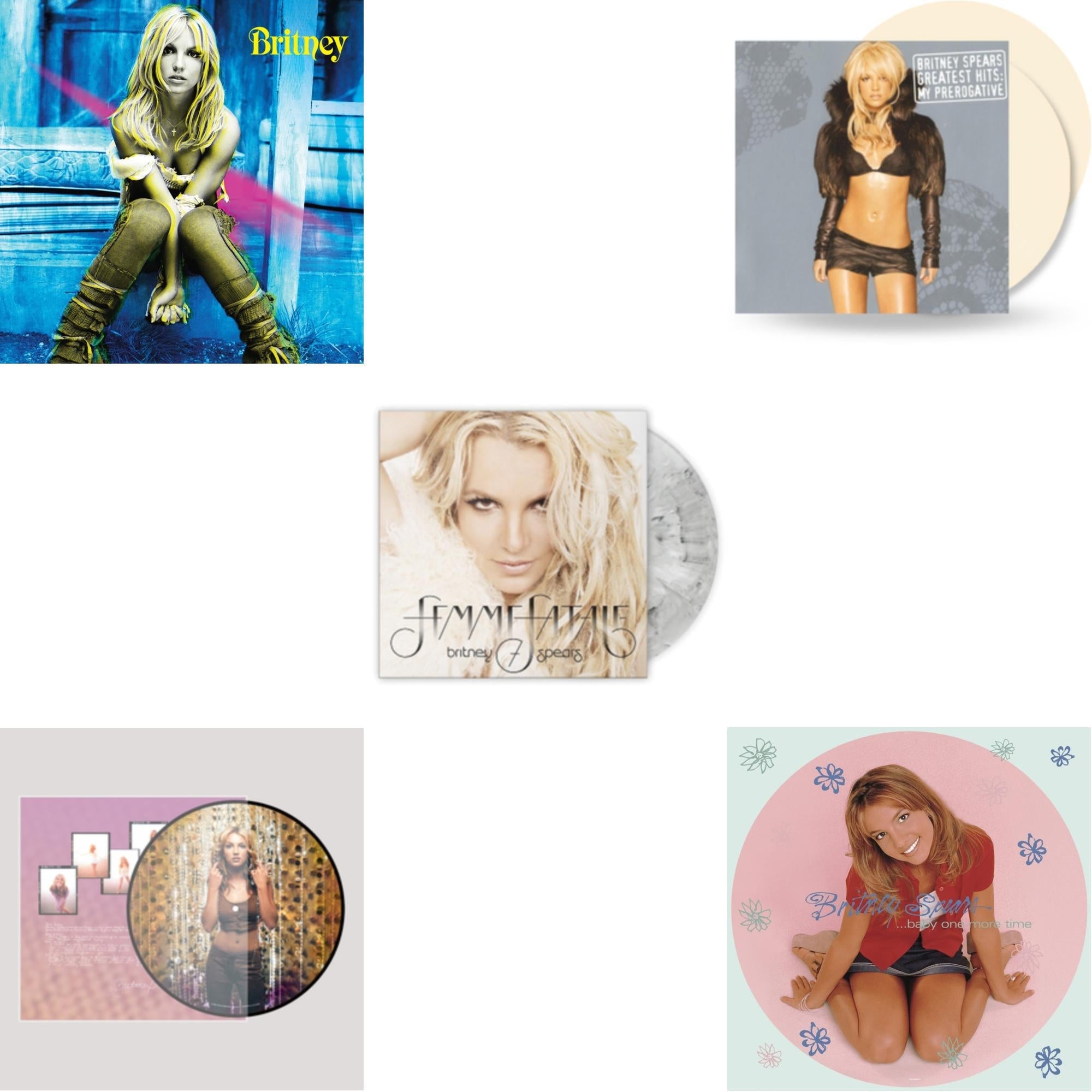 Baby One More Time (Picture Disc/140G/Dl Code) & Oops!... I Did It Again (20Th Anniversary Edition Picture LP Vinyl) & Britney & Femme Fatale (Light Grey Marbled LP Vinyl/Import) & Greatest Hits: My Prerogative (2LP/Cream Vinyl/Import)