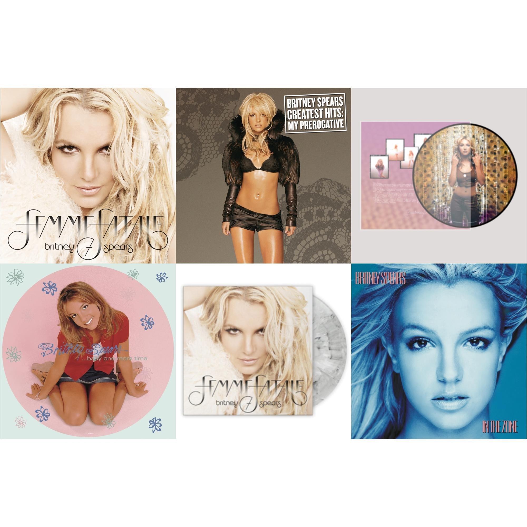Baby One More Time (Picture Disc/140G/Dl Code) & Oops!... I Did It Again (20Th Anniversary Edition Picture LP Vinyl) & In The Zone & Femme Fatale & Greatest Hits : My Prerogative (2LP) & Femme Fatale (Light Grey Marbled LP Vinyl/Import)