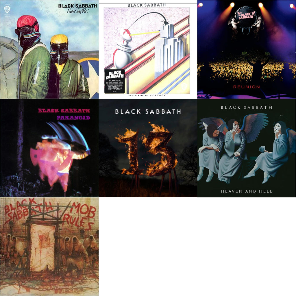 Never Say Die! (180G/Limited/Gray LP Vinyl) & Technical Ecstasy (180G/Limited) & Reunion (3LP) & Paranoid & 13 & Heaven & Hell (Deluxe/2LP) & Mob Rules (Deluxe/2LP)