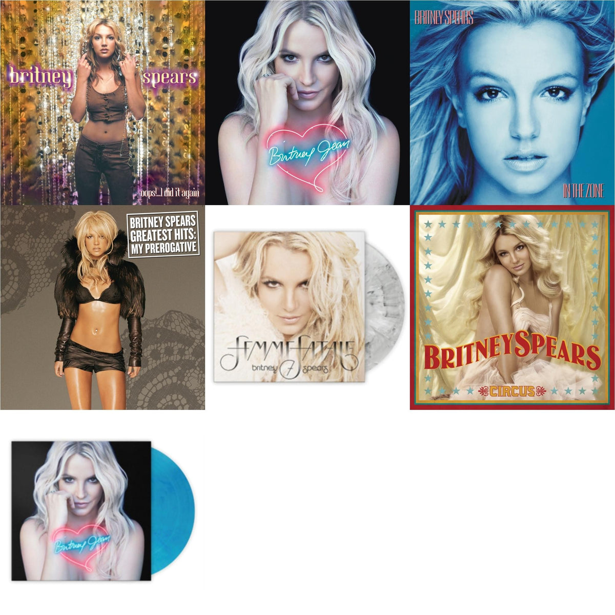 Oops!... I Did It Again & In The Zone & Circus & Britney Jean & Greatest Hits : My Prerogative (2LP) & Britney Jean (Blue Marbled LP Vinyl/Import) & Femme Fatale (Light Grey Marbled LP Vinyl/Import)