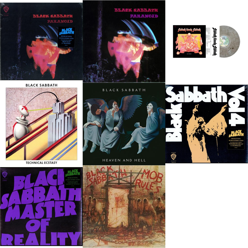 This is a 8 LP Vinyl SKU bundle.
1.This LP Vinyl is brand new.Format: LP VinylMusic Style: Hard RockThis item's title is: Paranoid (180G)Artist: Black SabbathLabel: RHINO/WARNER BROS.Barcode: 081227946708Release Date: 8/5/2016
2.This LP Vinyl is brand new.
