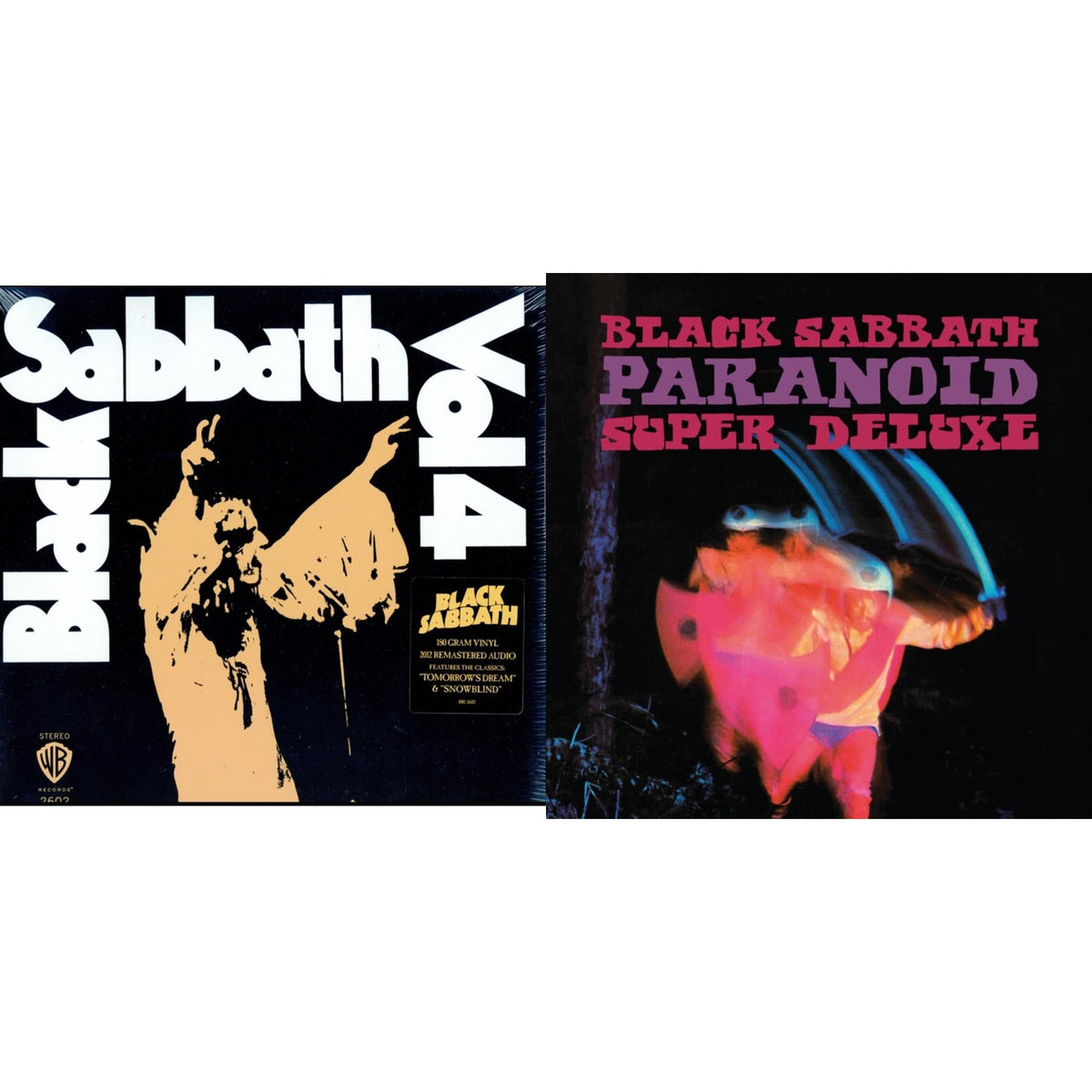 This is a 2 LP Vinyl SKU bundle.
1.This LP Vinyl is brand new.Format: LP VinylMusic Style: Heavy MetalThis item's title is: Vol. 4 (180G)Artist: Black SabbathLabel: RHINO/WARNER BROS.Barcode: 081227946609Release Date: 8/5/2016
2.This LP Vinyl is brand new.