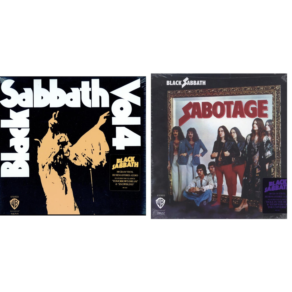 This is a 2 LP Vinyl SKU bundle.
1.This LP Vinyl is brand new.Format: LP VinylMusic Style: Hard RockThis item's title is: Sabotage (180G)Artist: Black SabbathLabel: RHINO/WARNER BROS.Barcode: 081227946562Release Date: 8/5/2016
2.This LP Vinyl is brand new.