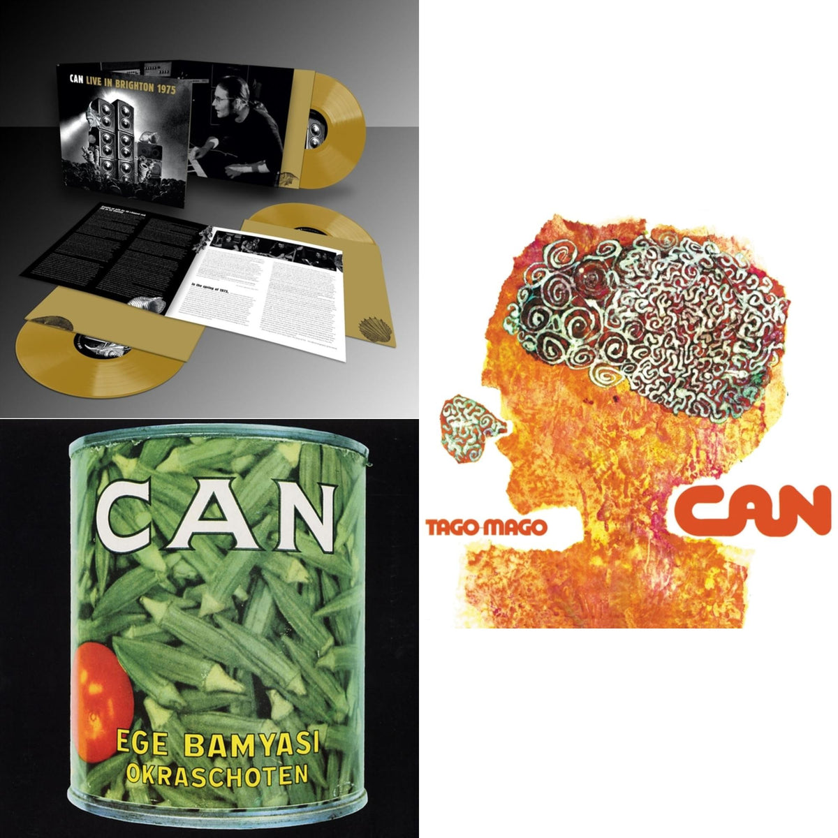 Live In Brighton 1975 (Limited Edition/Inca Gold Vinyl/3LP) & Ege Bamyasi (Limited Edition Green LP Vinyl) & Tago Mago (Limited Edition Orange LP Vinyl)